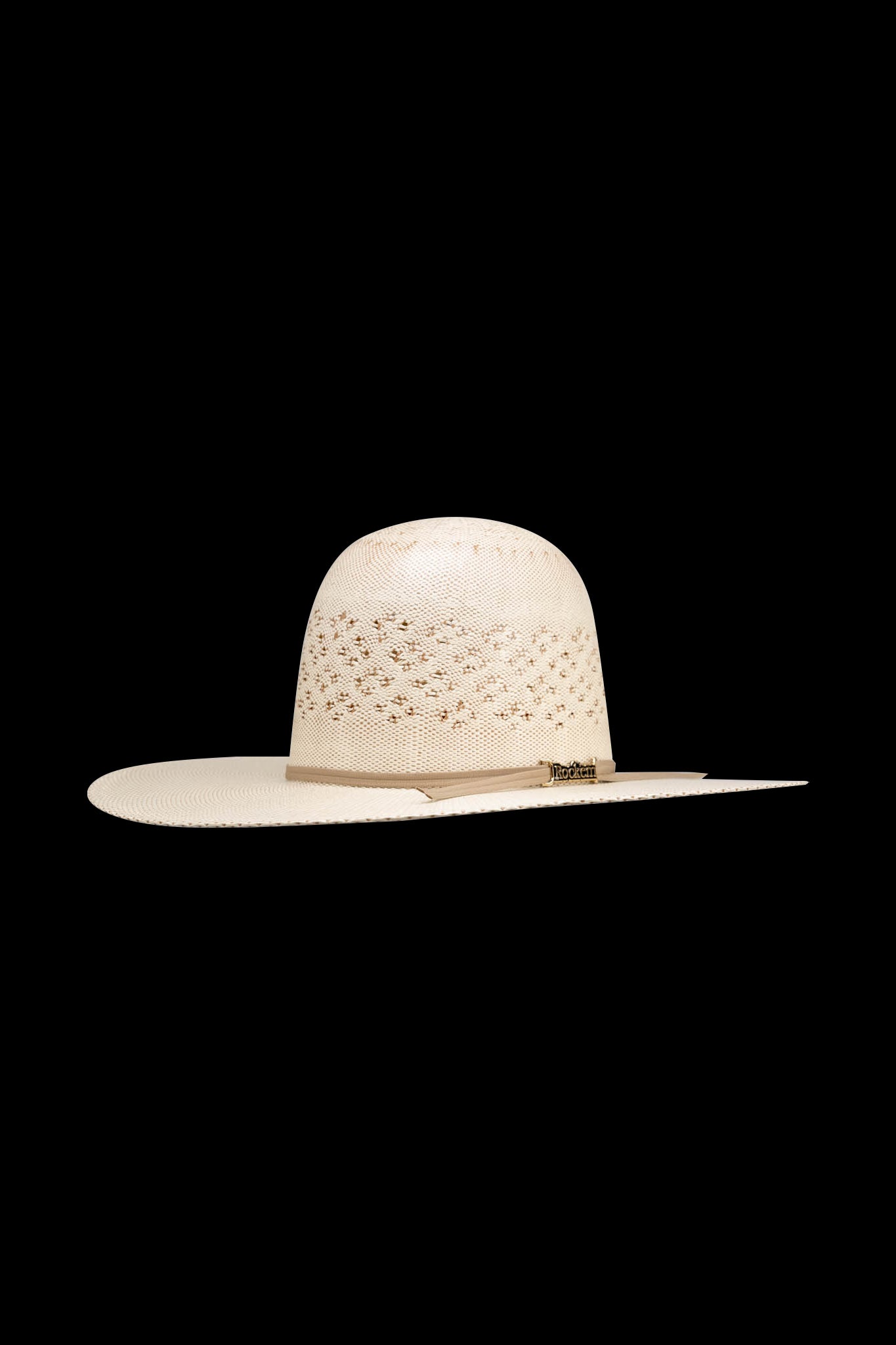 Rock'em 10X Weston Open Crown Straw Hat for Men - Western Cowboy Sun Protection Hat for Outdoor, Rodeo, and Ranch Activities