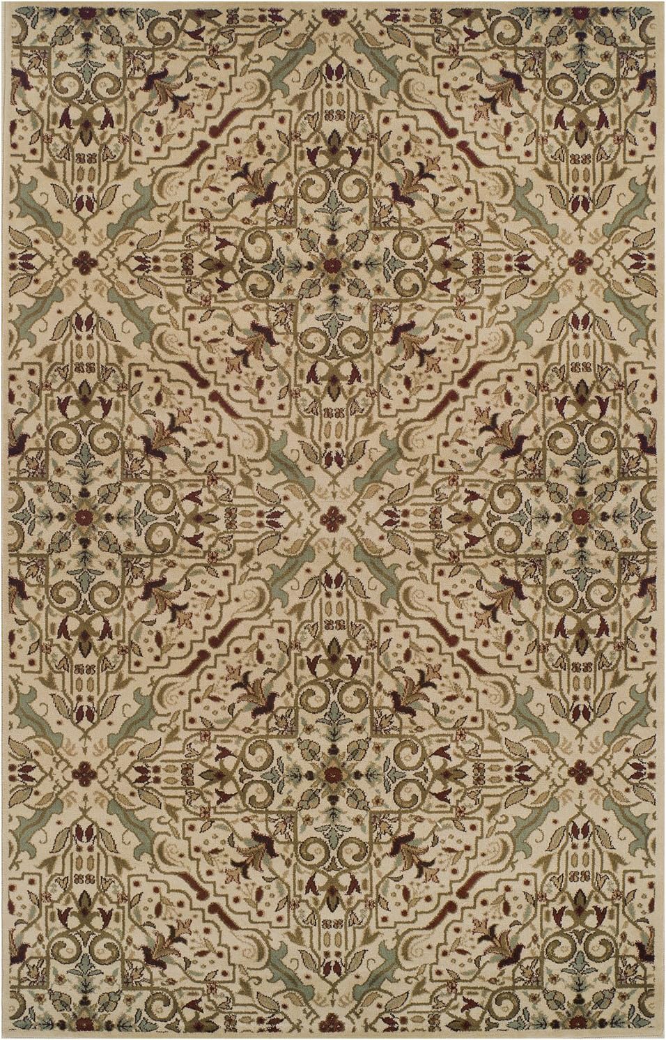 Camille Floral Medallion Scroll Traditional Indoor Area Rug - Non-Slip Living Room Carpet, Bedroom Runner for Home Decor