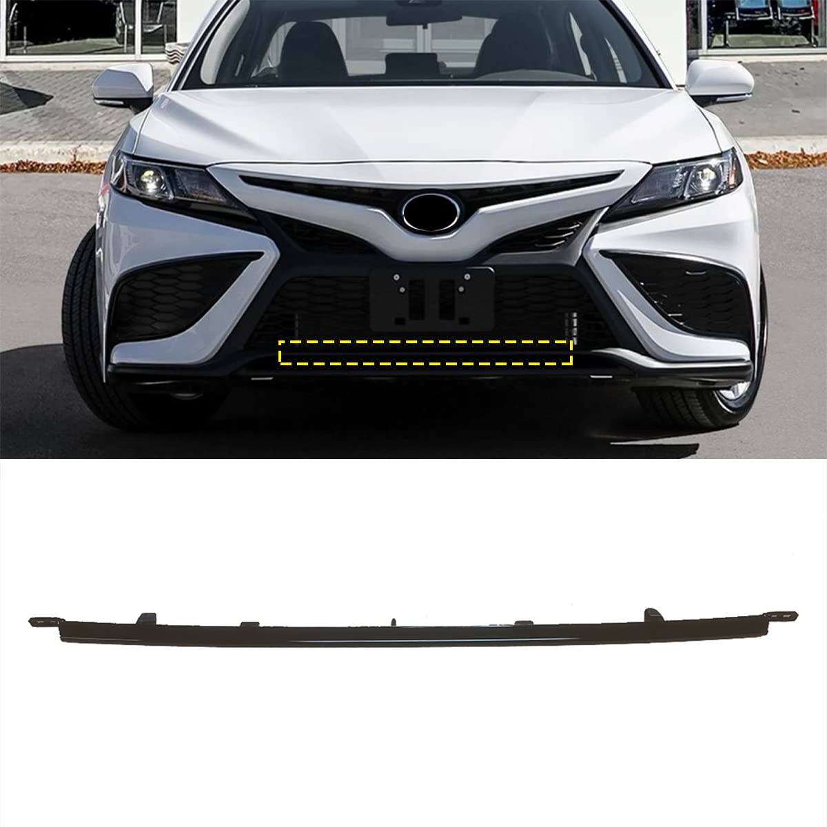 Glossy Black Front Bumper Lip Spoiler for 2021-2022 Toyota Camry SE/XSE | Lower Chin Splitter Air Dam Diffuser | Sport Style Replacement Trim Set | Enhances Aerodynamics & Street Racing Look