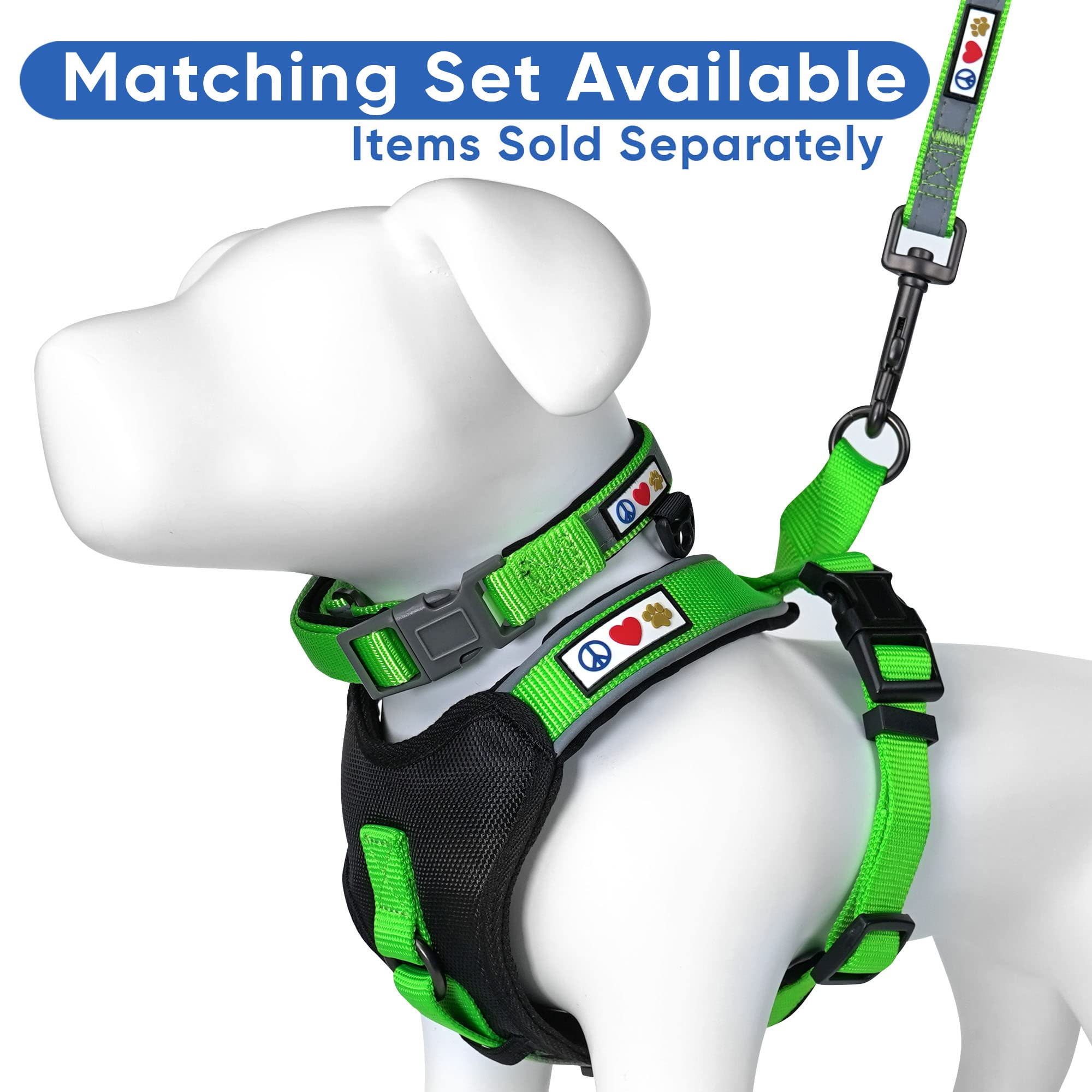 Pawtitas Reflective Padded Dog Harness - Comfortable & Adjustable Pet Vest for Walking, Running & Night Safety (Small, Green) - Perfect for Outdoor Adventures & Daily Walks