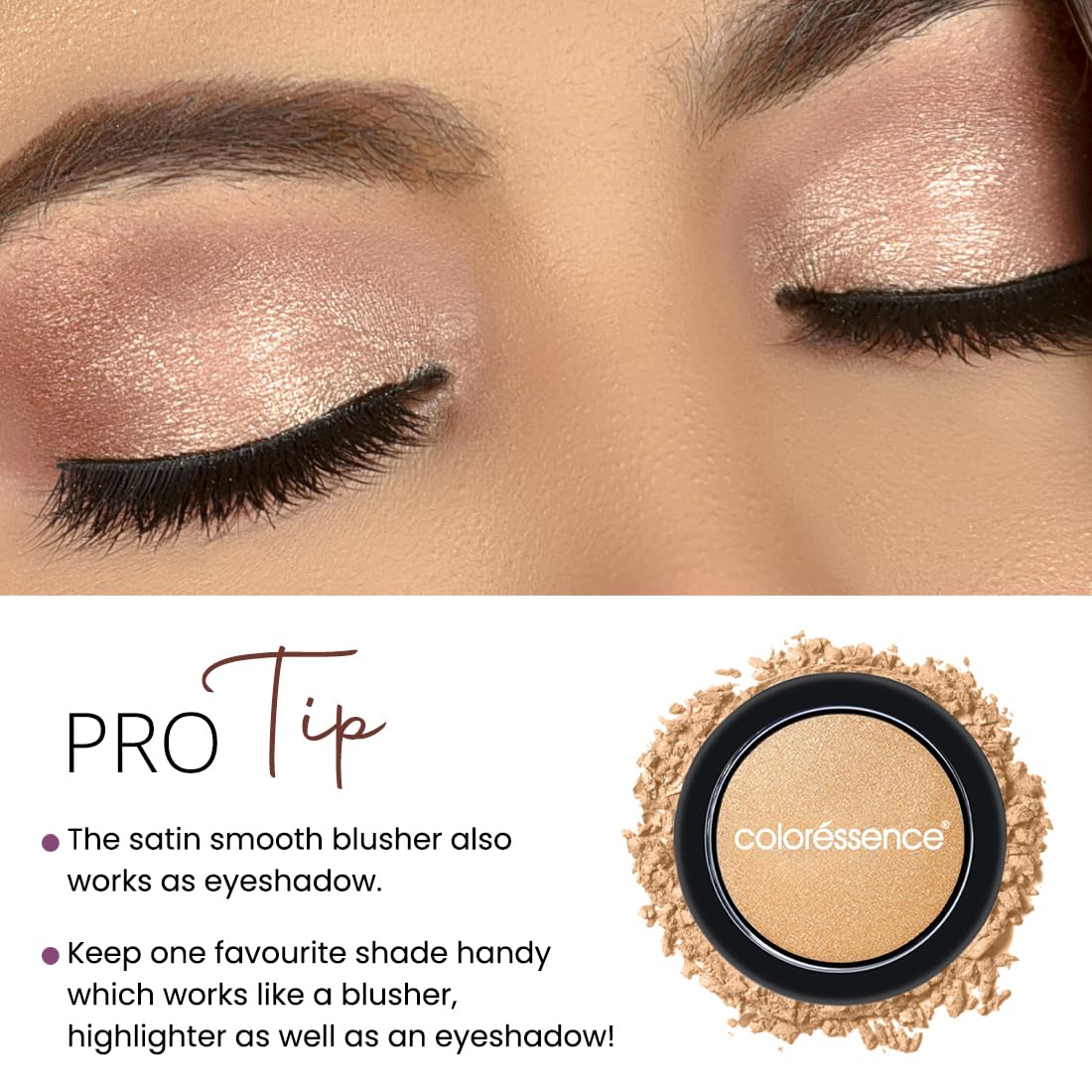 COLORESSENCE Satin Smooth Highlighter with Natural Pearl Finish - Mauve Blush for Face Contouring | Perfect for Everyday Glow & Special Occasion Makeup