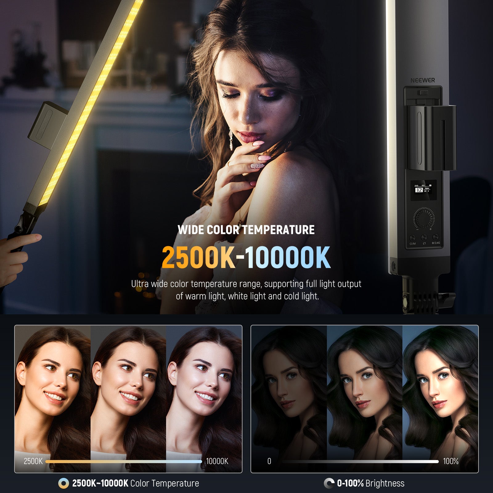 NEEWER BH20C 21W RGB LED Video Light Stick Kit - Professional Photography Lighting for YouTube, TikTok, Live Streaming & Content Creation - Perfect for Vlogging, Studio, and Outdoor Shooting