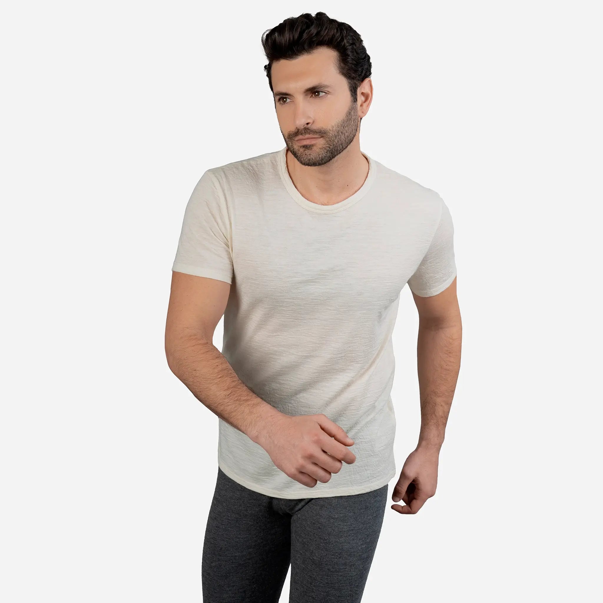 Premium Men's Alpaca Wool T-Shirt - Ultra Lightweight 110g Crew Neck Tee for Outdoor Hiking & Travel Comfort