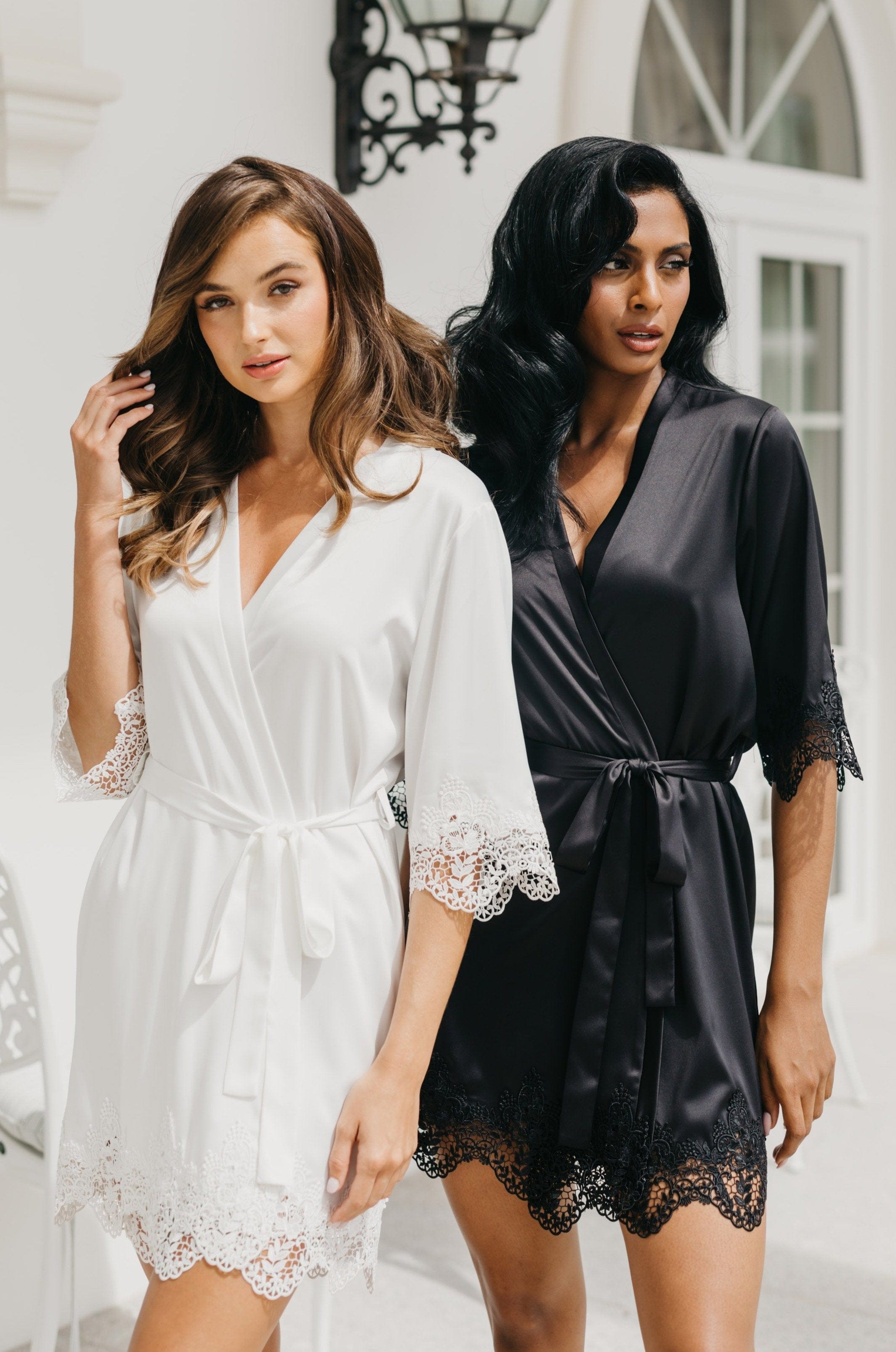 Chiara Satin Trim Robe for Women - Luxurious Soft Loungewear & Bridal Nightgown - Perfect for Spa Days, Bridal Showers & Hotel Getaways