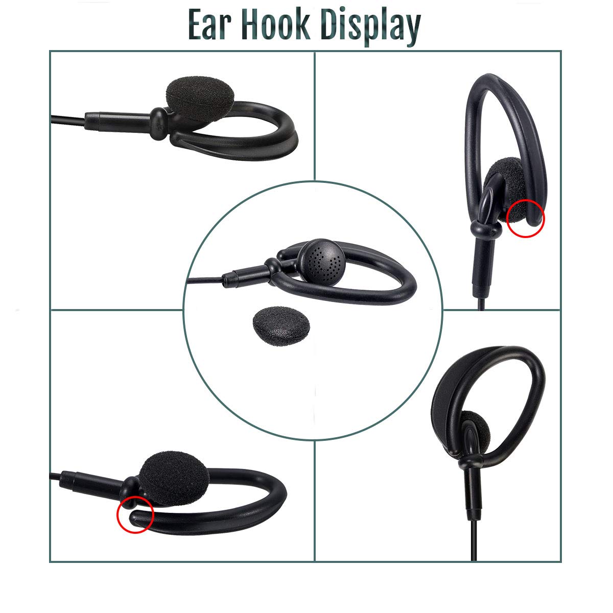 Retevis RT68 Walkie Talkie Headset with Microphone - 10 Pack, Soft Earhook & 2 Pin Connector - Compatible with RT22, RT68, RT21, H-777, RT27, RT17, NR10, Kenwood, SAMCOM, PXTON 2-Way Radios - Ideal for Security, Construction, Warehouse & Event Staff Communication