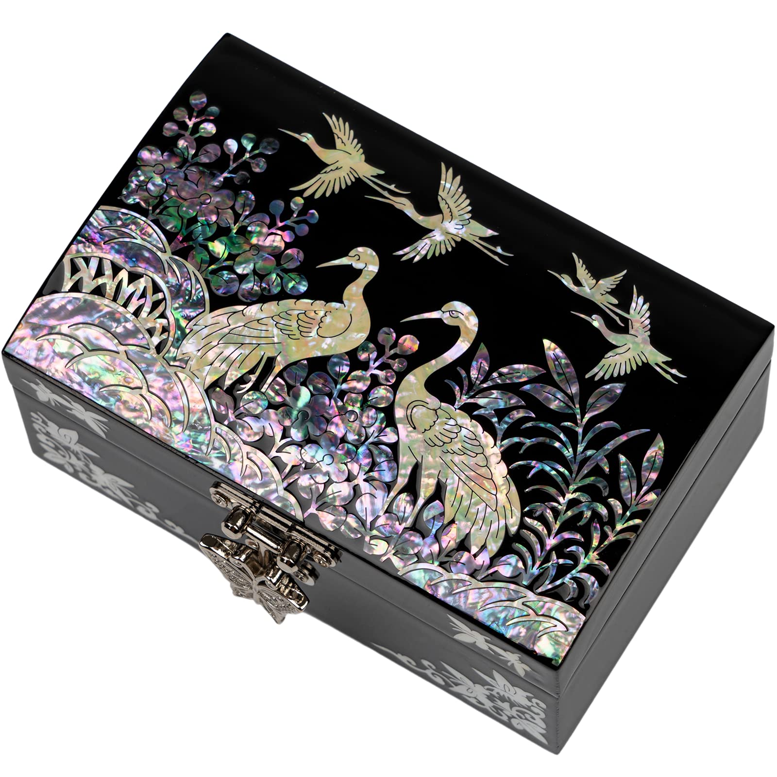 February Mountain Mother of Pearl Small Korean Jewelry Box - Handcrafted Wooden Gift Box for Women | Unique Birthday, Christmas & Sister Gifts | Oriental Home Decor for Bedroom & Dresser
