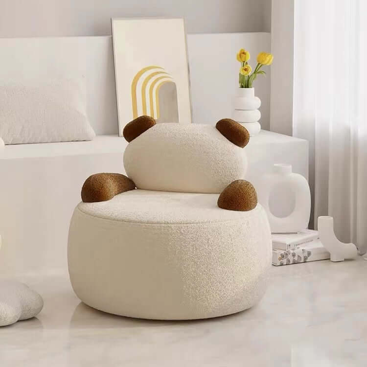 White/Black/Brown Boucle Sherpa Accent Chair - Cozy Bear Design Lounge Sofa for Living Room, Bedroom & Office - Modern Comfort Seating for Home Decor