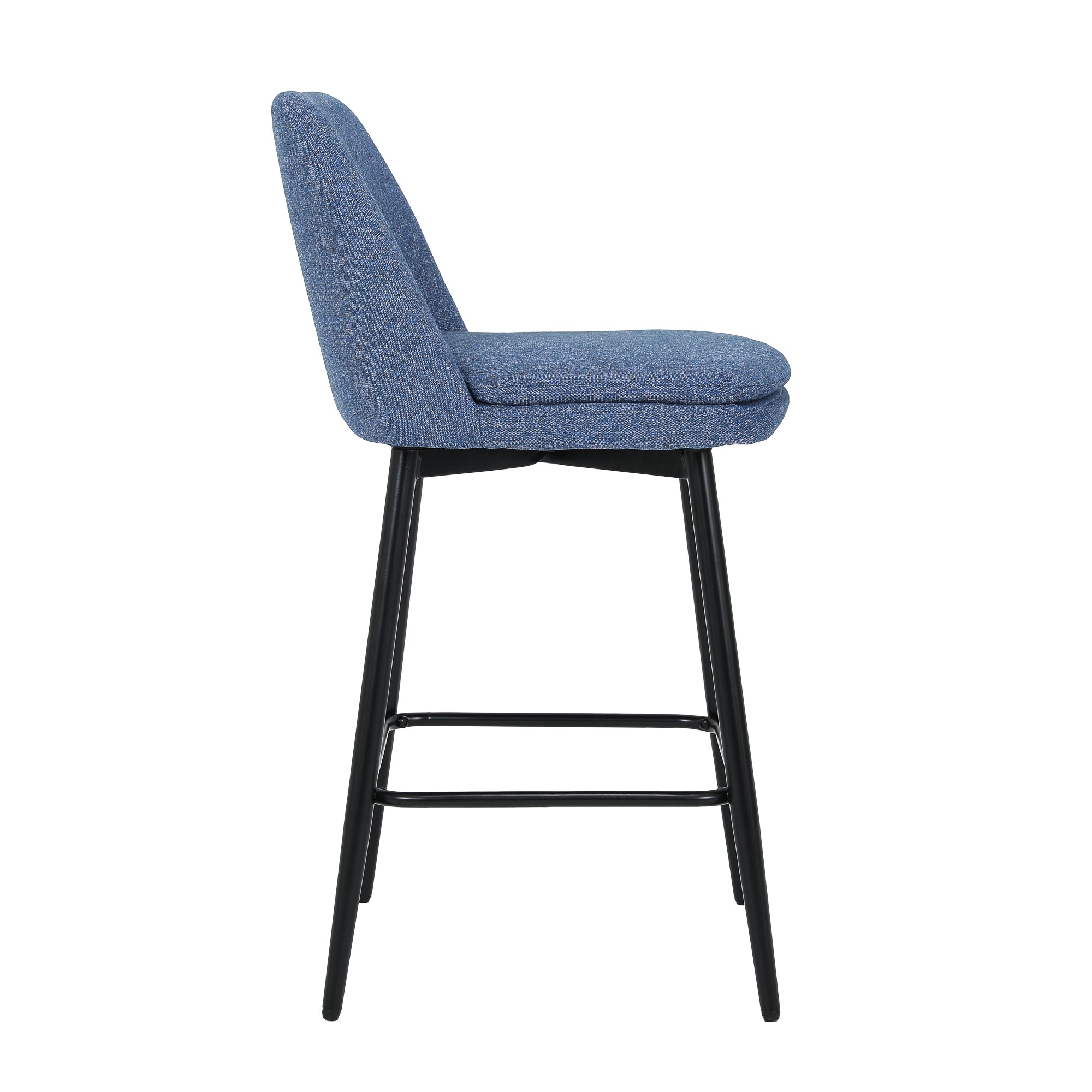 360° Swivel Counter Height Bar Stools Set of 2 - Upholstered with Back Support & Sturdy Metal Legs, 25.6