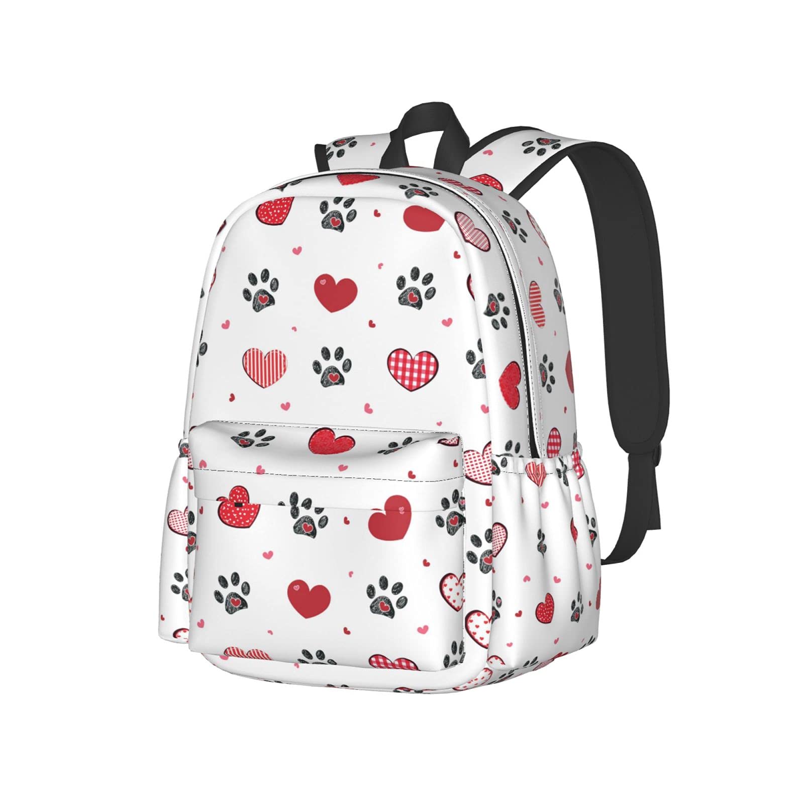 Delerain 17 Inch Laptop Backpack with Paw Print & Hearts Design - Waterproof School Bookbag, Travel Backpack for Women & Men - Perfect for College, Work, Camping, Hiking, Beach Trips & Daily Commute
