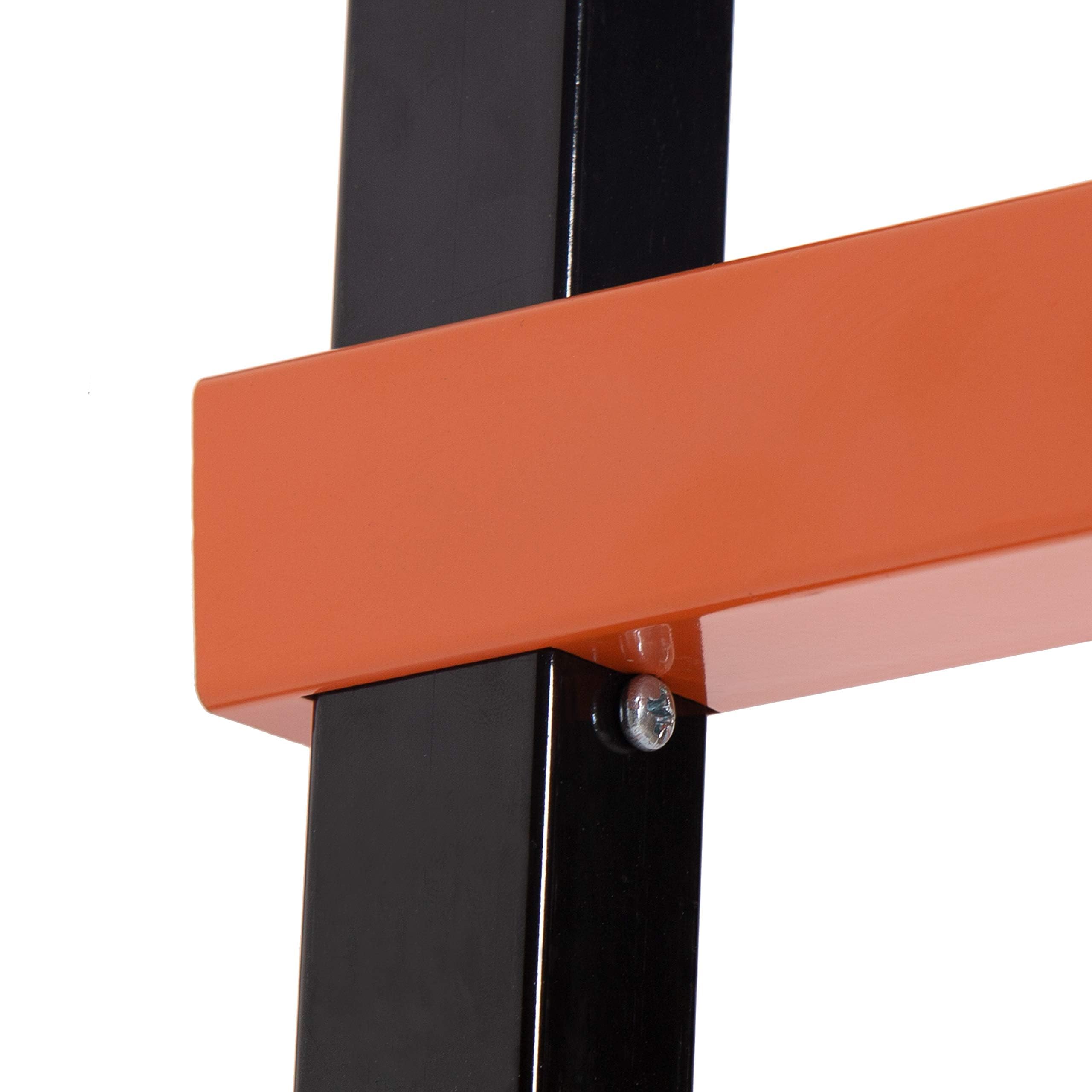 ECOTRIC Heavy Duty 6-Tier Wall Mount Lumber Rack - 600 lbs Capacity Metal Wood Storage Shelf Organizer for Indoor & Outdoor Use (Orange) - Perfect for Garage, Workshop, and Backyard Lumber Organization