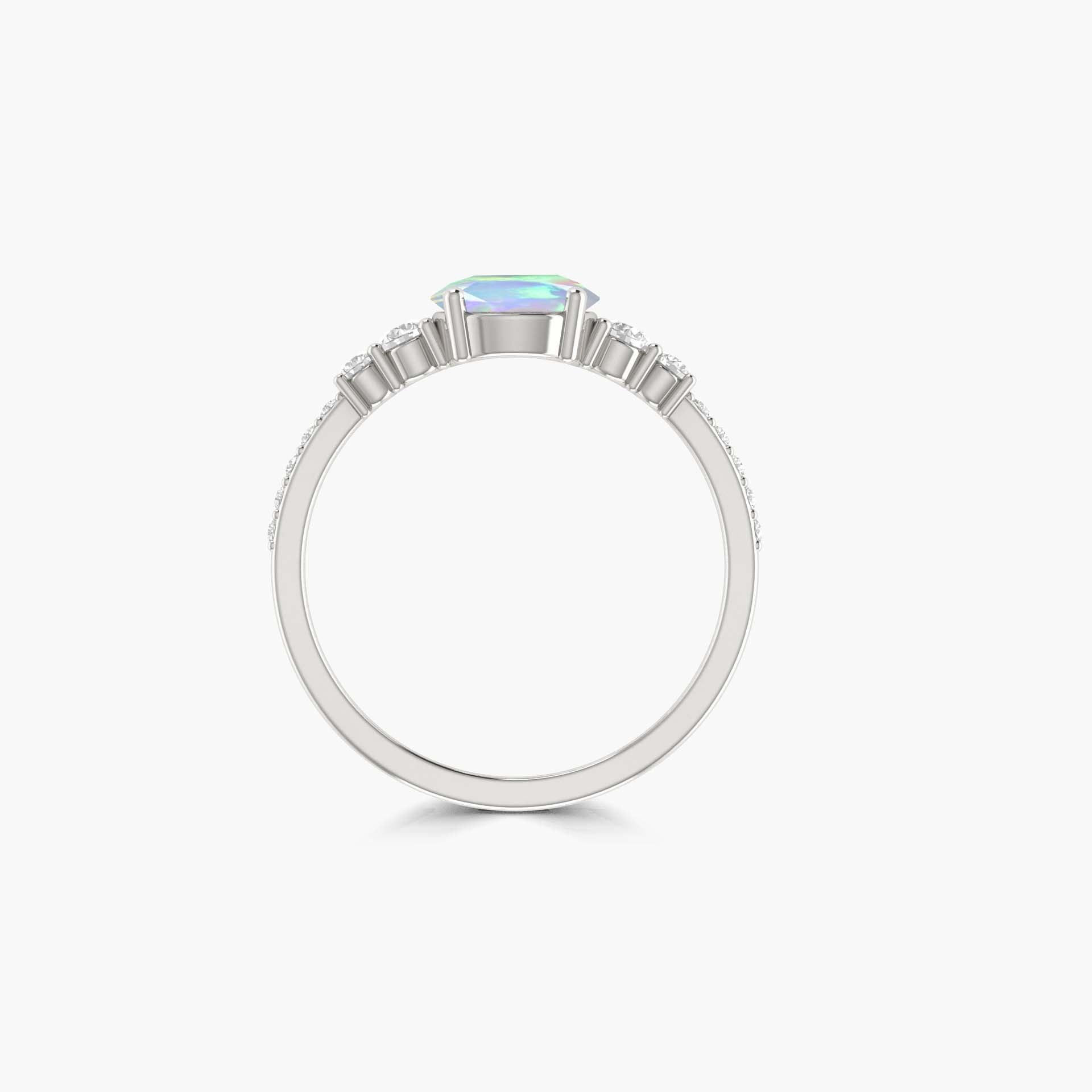 Genuine White Fire Round Ethiopian Opal Statement Ring – Elegant Jewelry for Women, Perfect for Weddings, Parties & Special Occasions