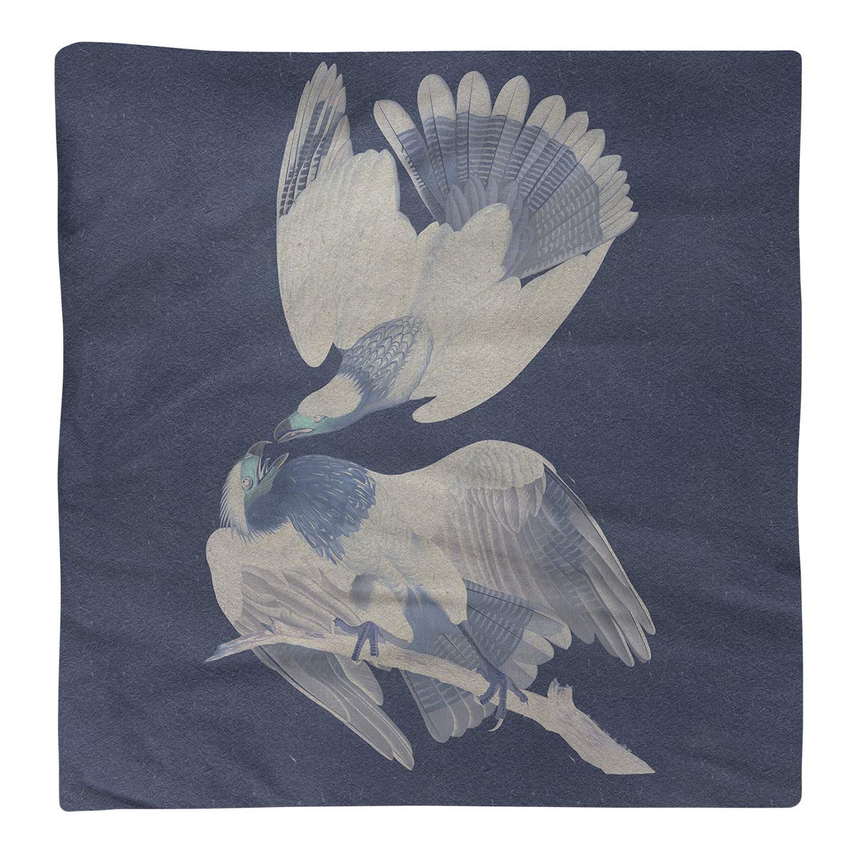 John James Audubon Brazilian Caracara Eagle Navy & White Cotton Dinner Napkins - Set of 10 x 10 Inch - Elegant Formal Dining, Holiday Table Setting, Wedding Reception Decor