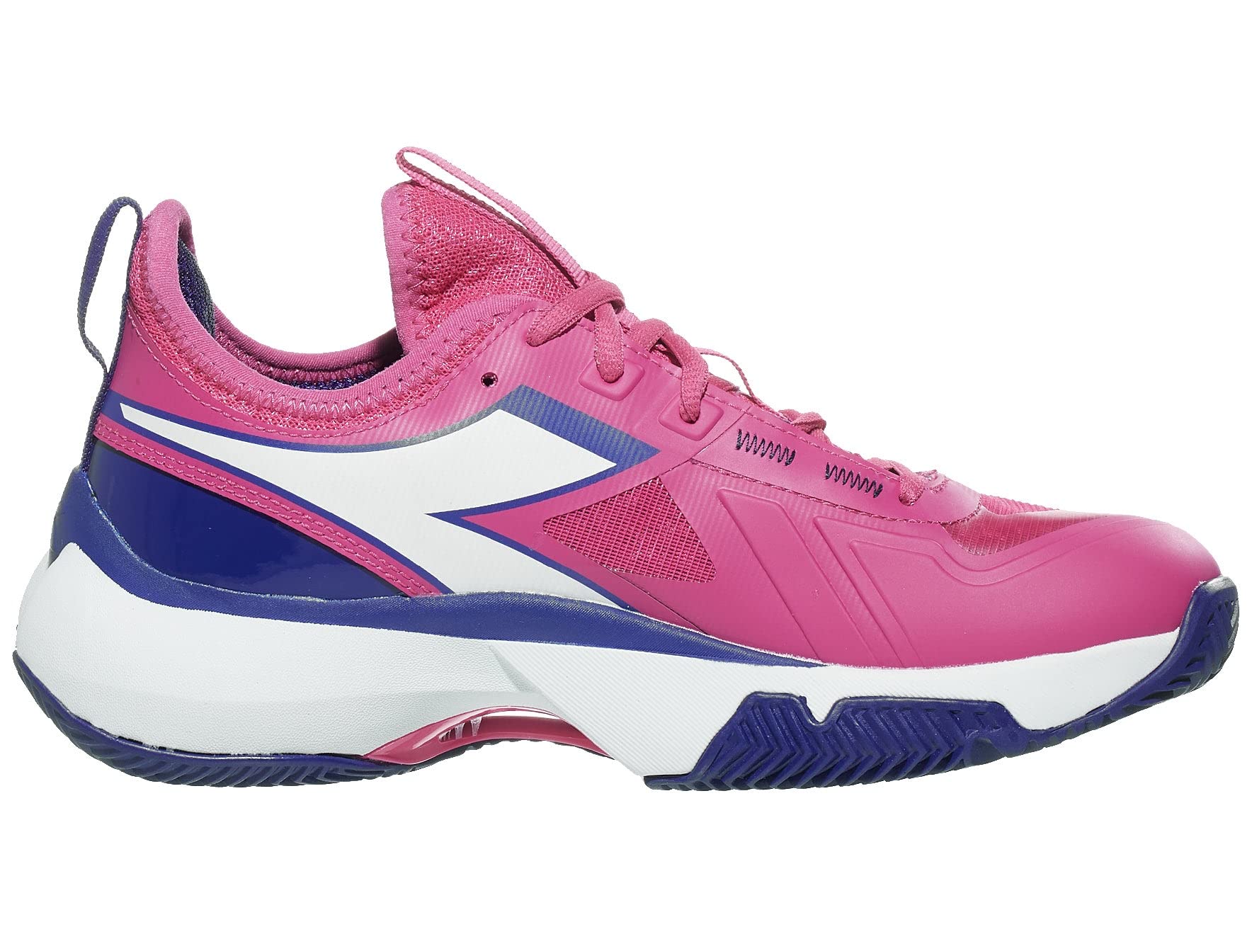 Diadora Finale W Clay Tennis Shoes for Women - Pink Yarrow/White/Bluepri - Lightweight & Durable Court Shoes for Clay Courts | Perfect for Competitive Matches & Training Sessions