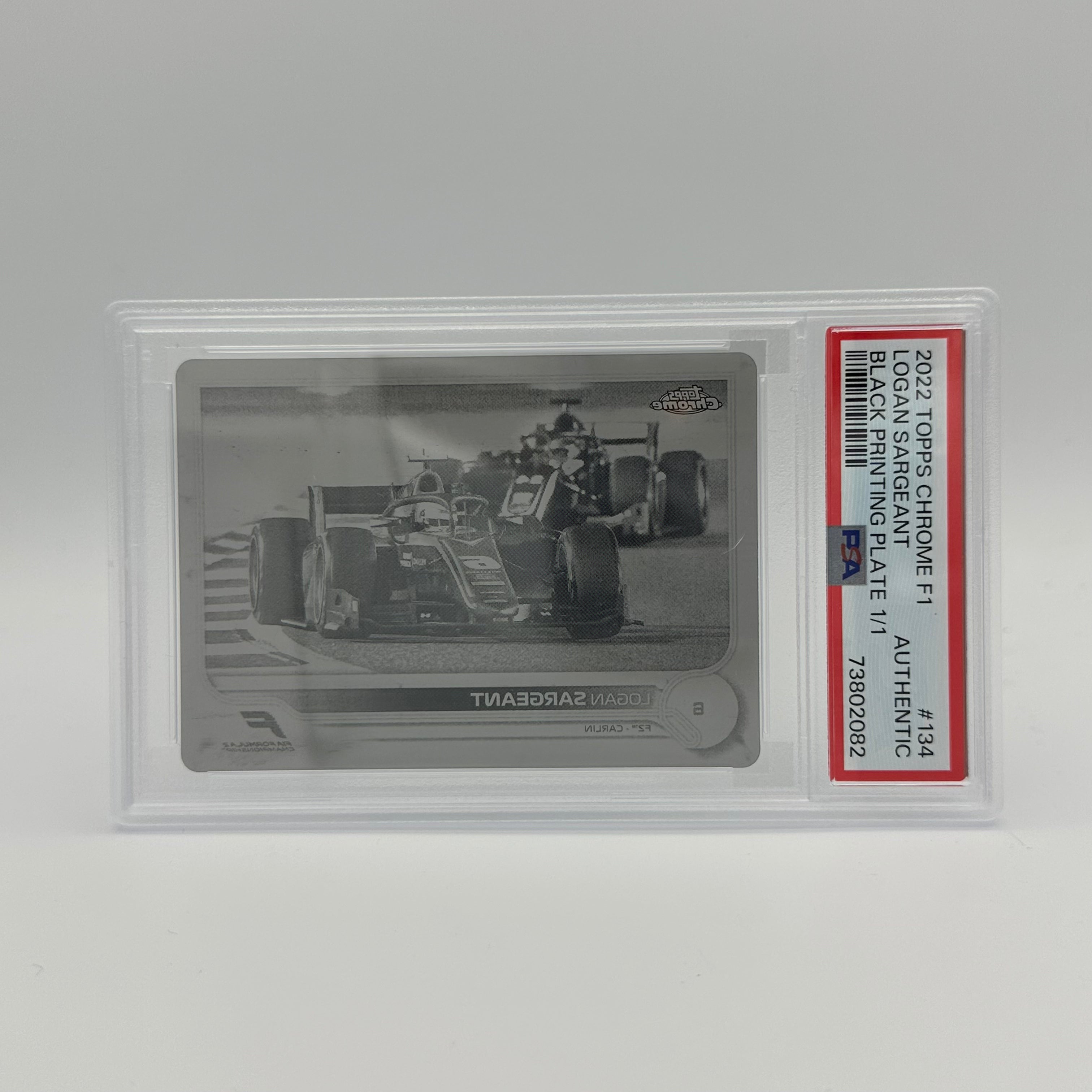 PSA Authentic Logan Sargeant #134 Black Printing Plate - Perfect for F1 Racing Fans, Collectors & Memorabilia Displays