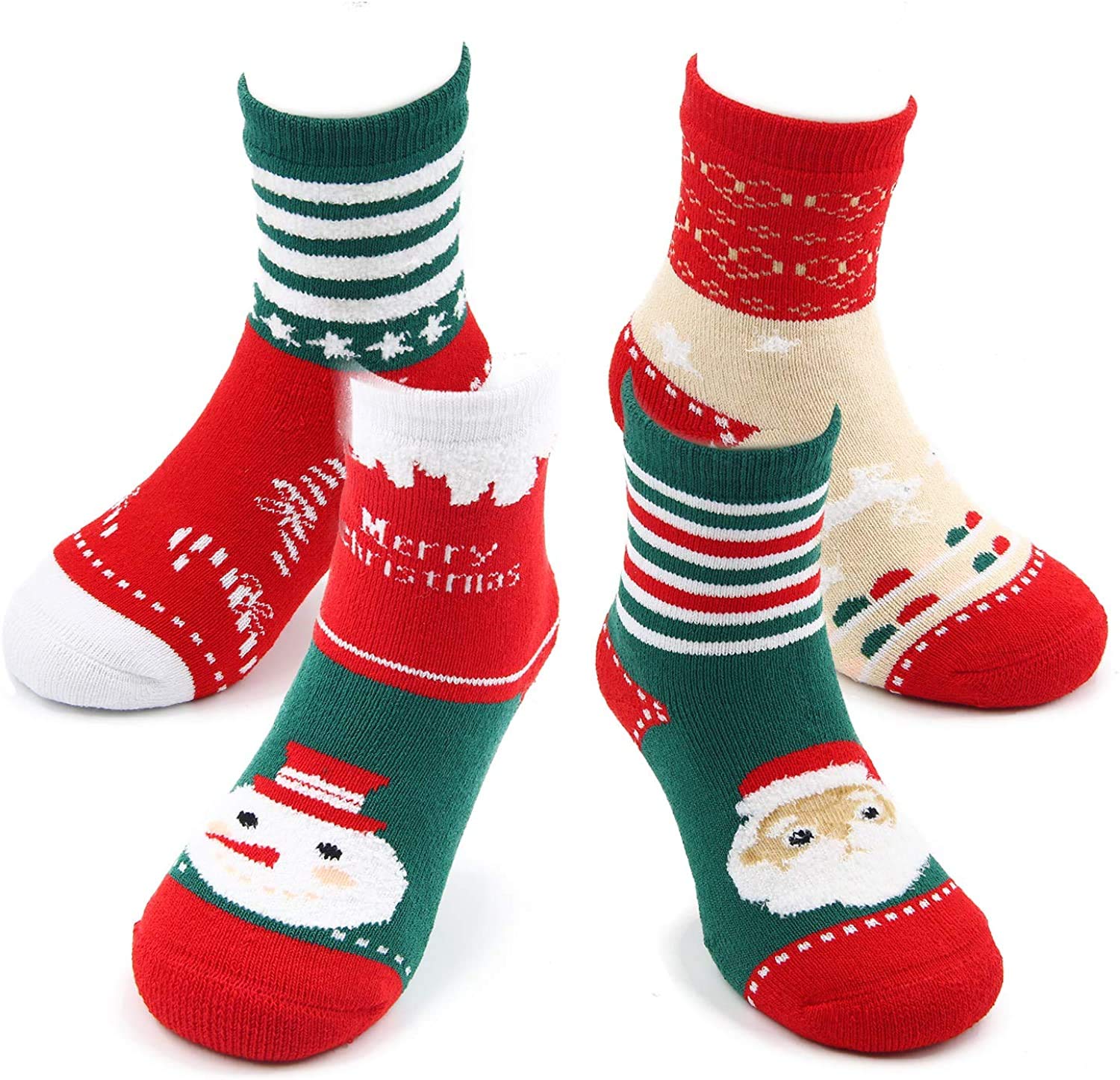 **6 Pack Boys Winter Socks - Warm Thermal Terry Crew Socks for Kids, Cold Weather & Outdoor Activities**