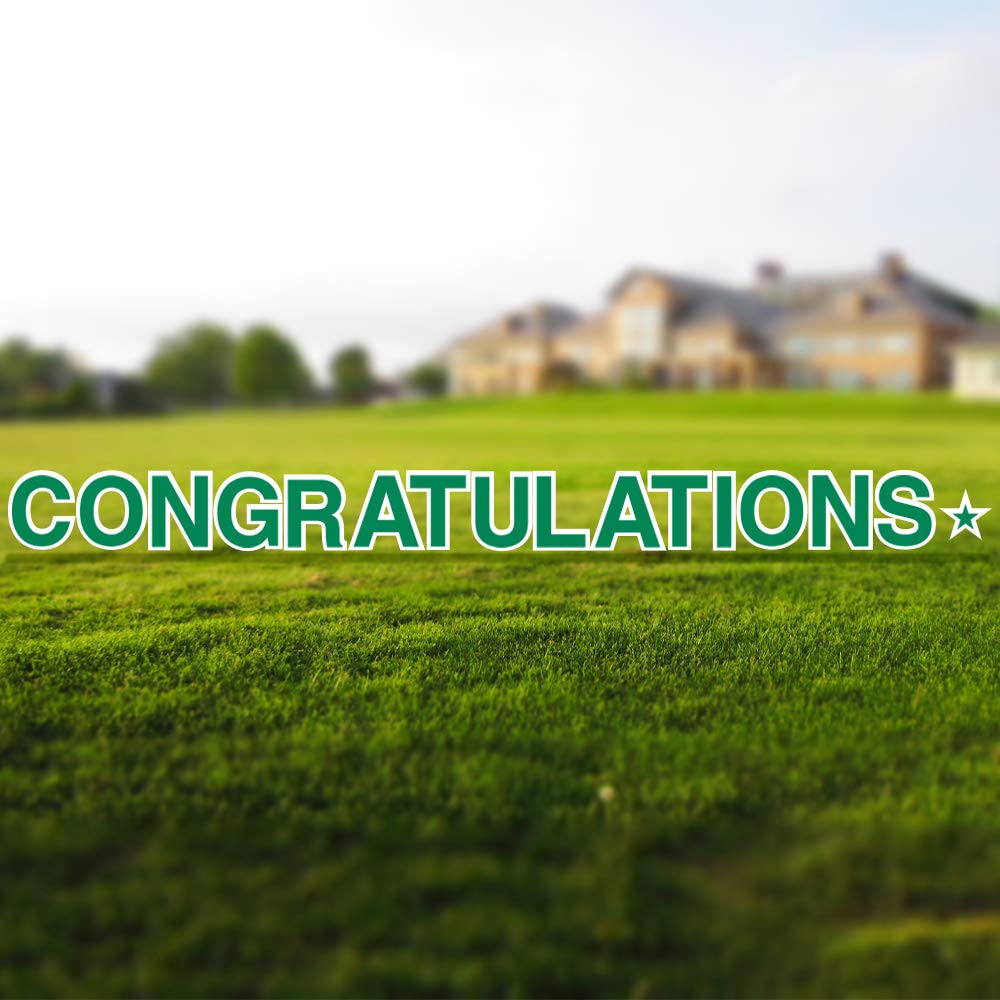 Vispronet 18in Tall Congratulations Yard Sign with Steel Stakes - Weather-Resistant Outdoor Decor for Graduation, Birthday & Special Occasions - Green Lawn Decoration for Parties & Celebrations