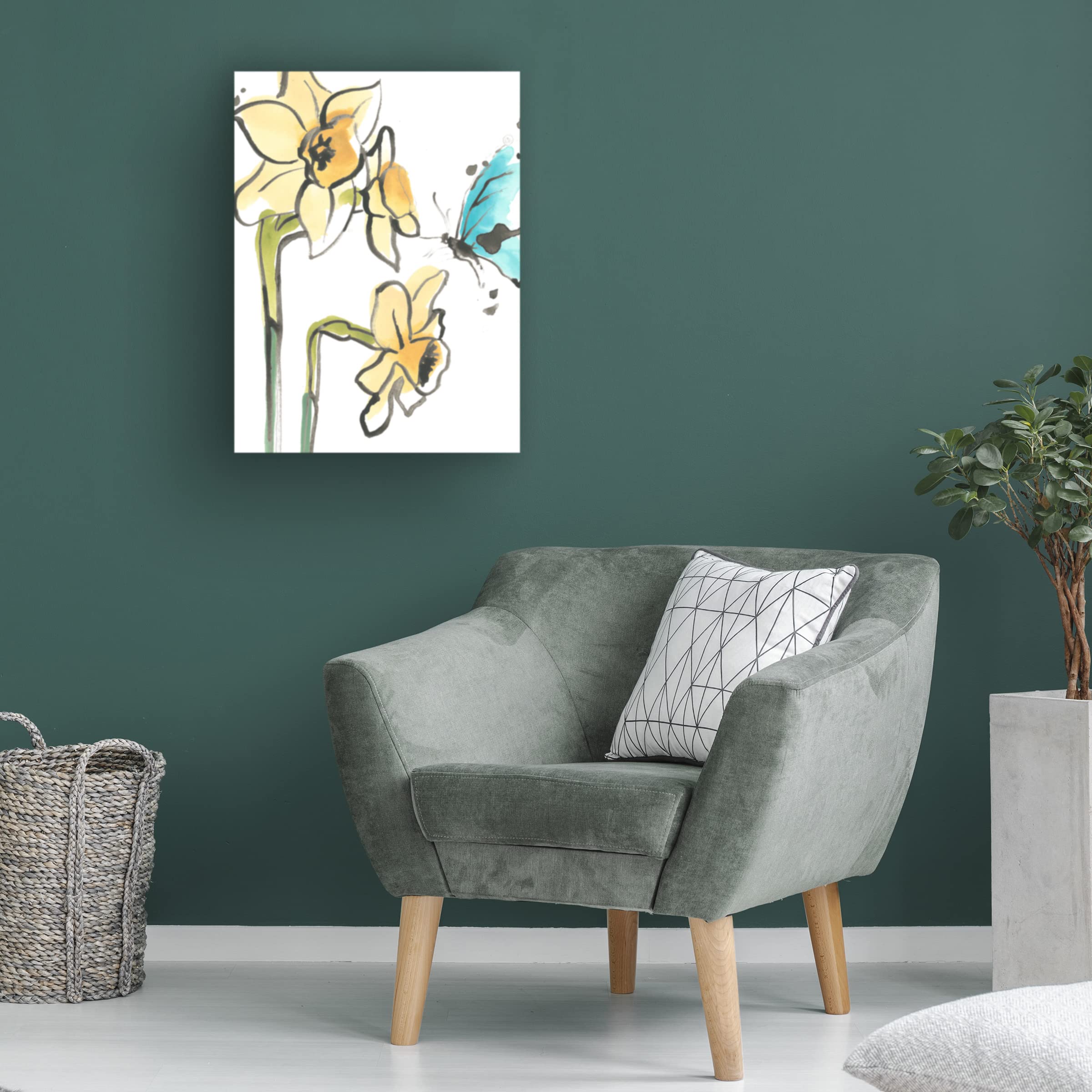 June Erica Vess 'Ink Wash Garden I' Canvas Wall Art Print - Handmade Floral Asian Painting for Living Room, Bedroom & Office Decor
