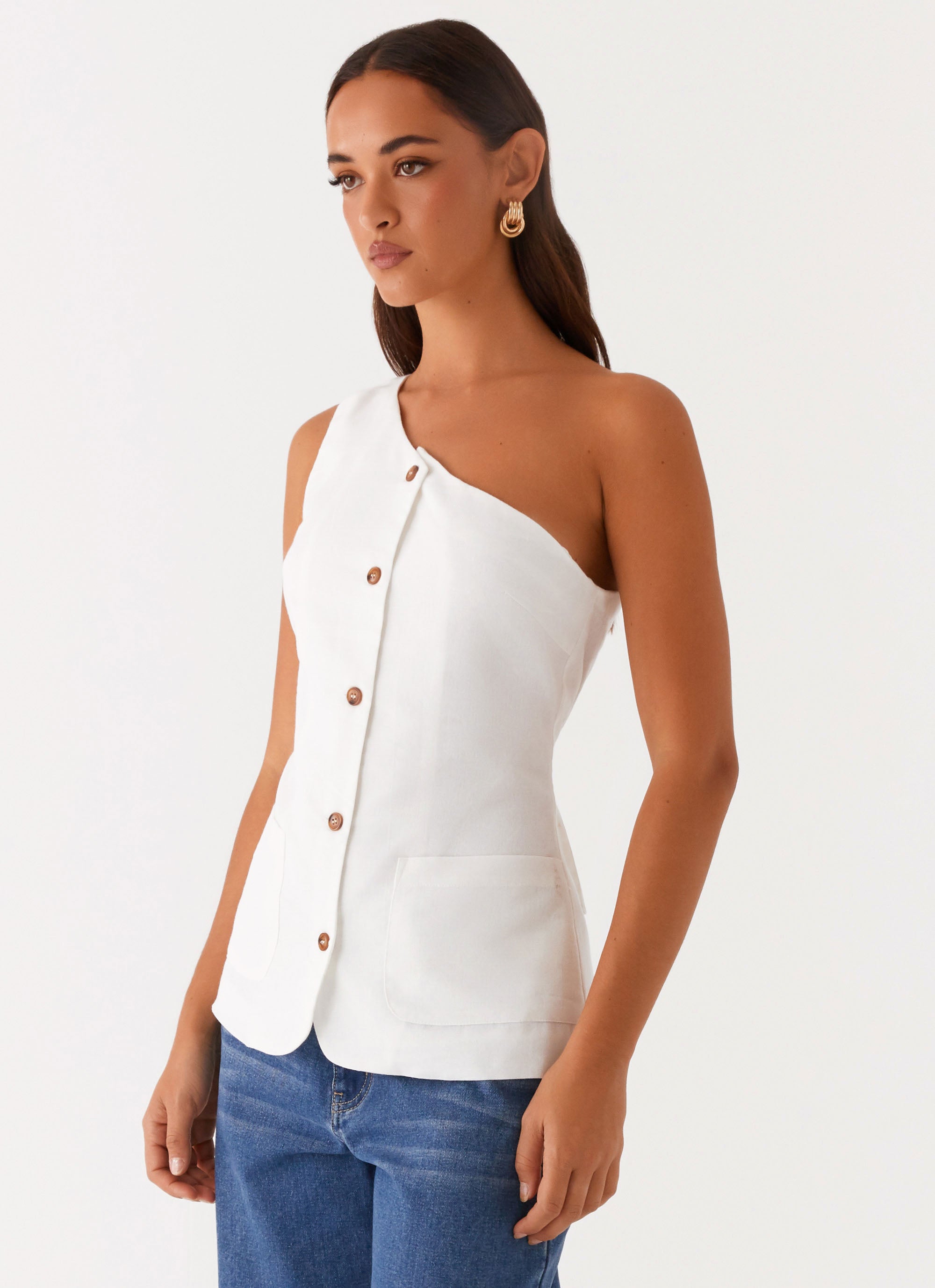 Men's Jordy Linen Pocket Vest - Breathable Summer Casual Vest for Outdoor Activities & Travel - White