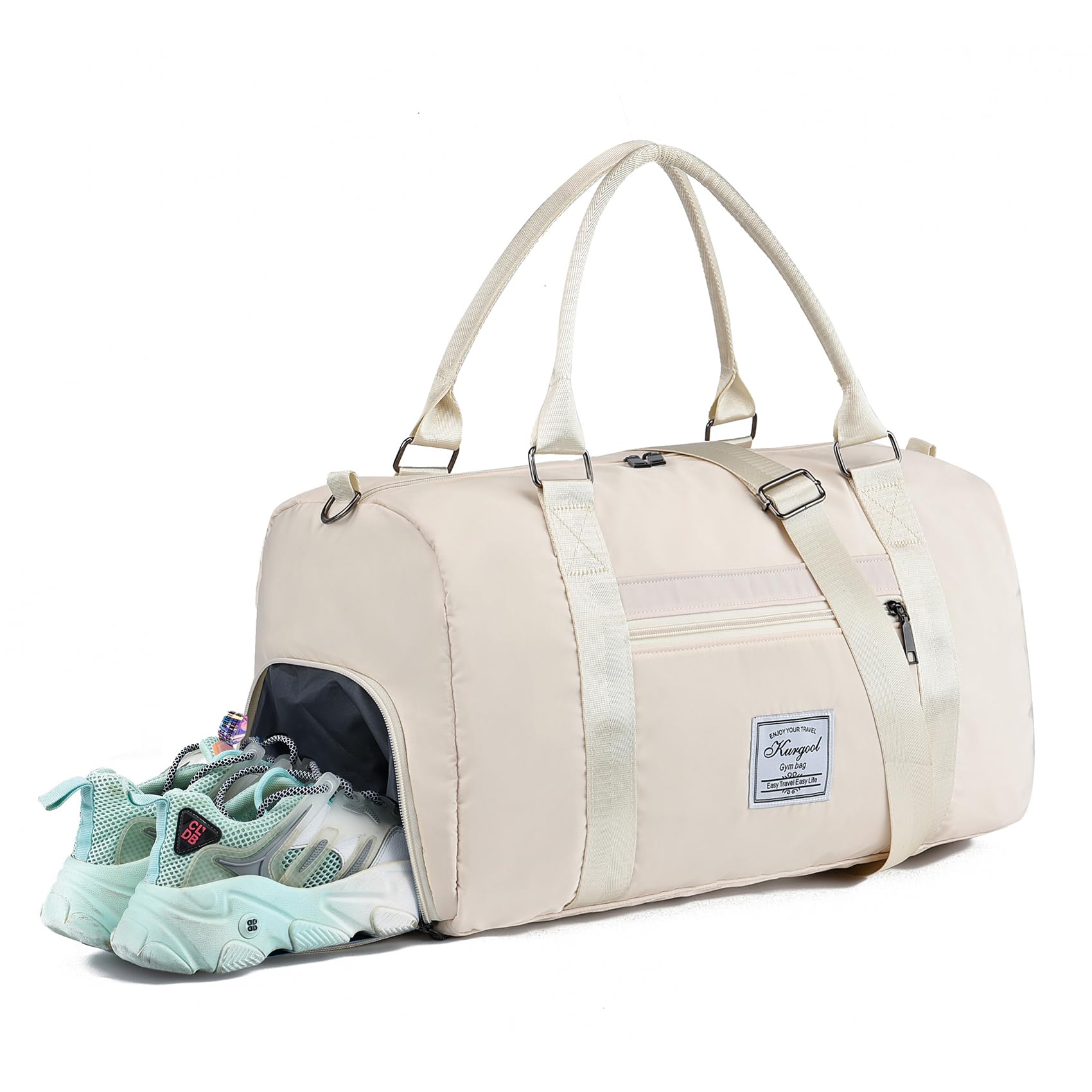 Foldable Waterproof Gym Bag with Wet Pocket - Durable Travel Duffle & Weekender Carry On Bag for Women - Perfect for Gym, Yoga, Sports & Overnight Trips