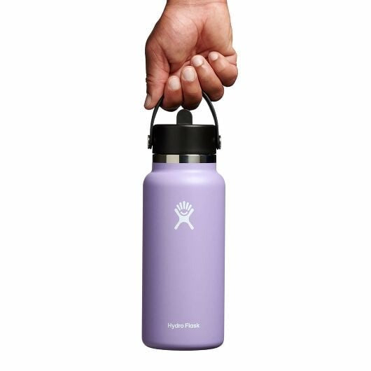 32 oz Wide Mouth Water Bottle with Flex Straw Lid - Insulated Stainless Steel, Leak Proof & BPA Free - Perfect for Gym, Hiking, Travel & Everyday Hydration