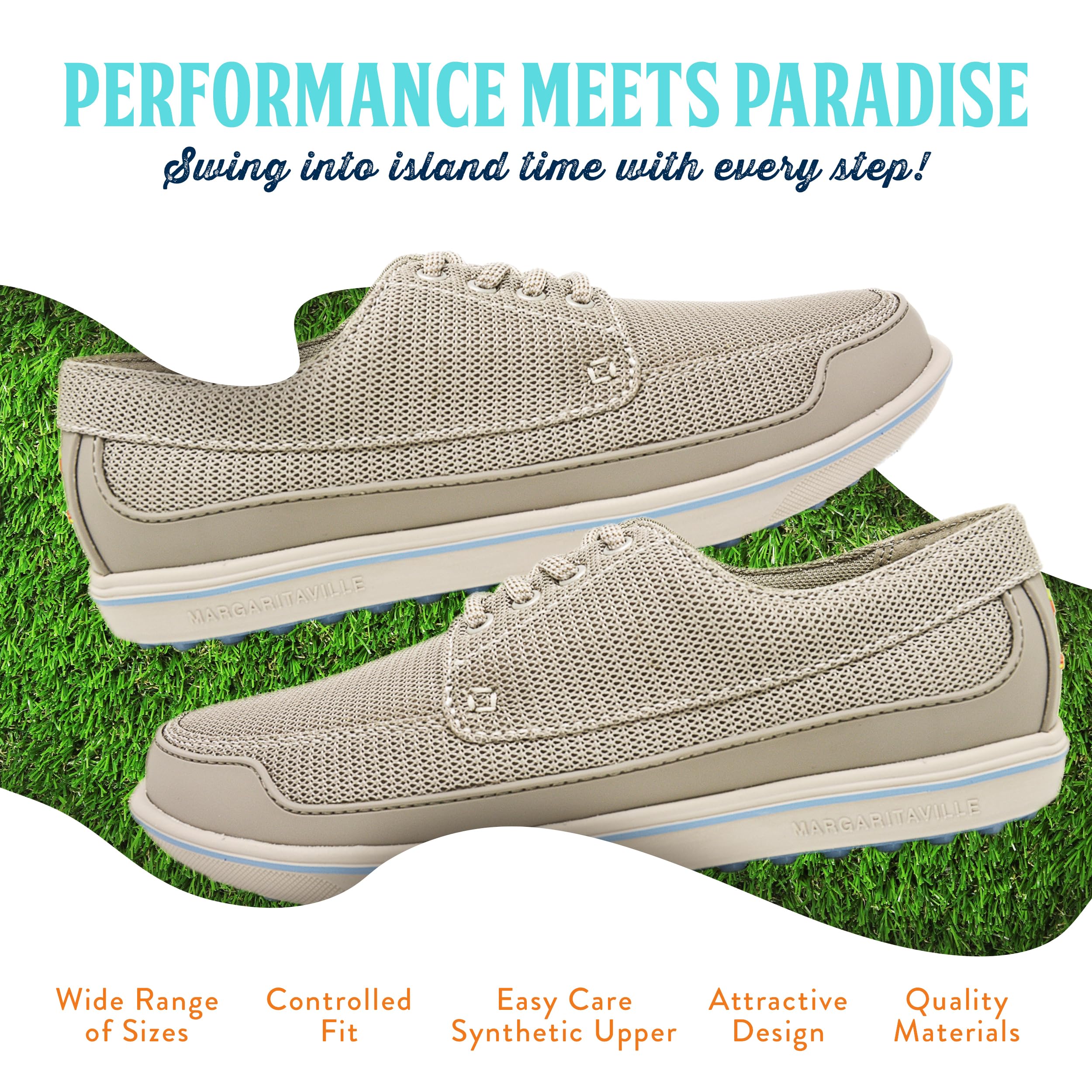 Margaritaville The Gimmie Men's Spikeless Golf Shoes - Comfortable Athletic Footwear with Rubber Toe Guard & Stability Heel Frame - Perfect for Golf Course, Driving Range & Casual Wear