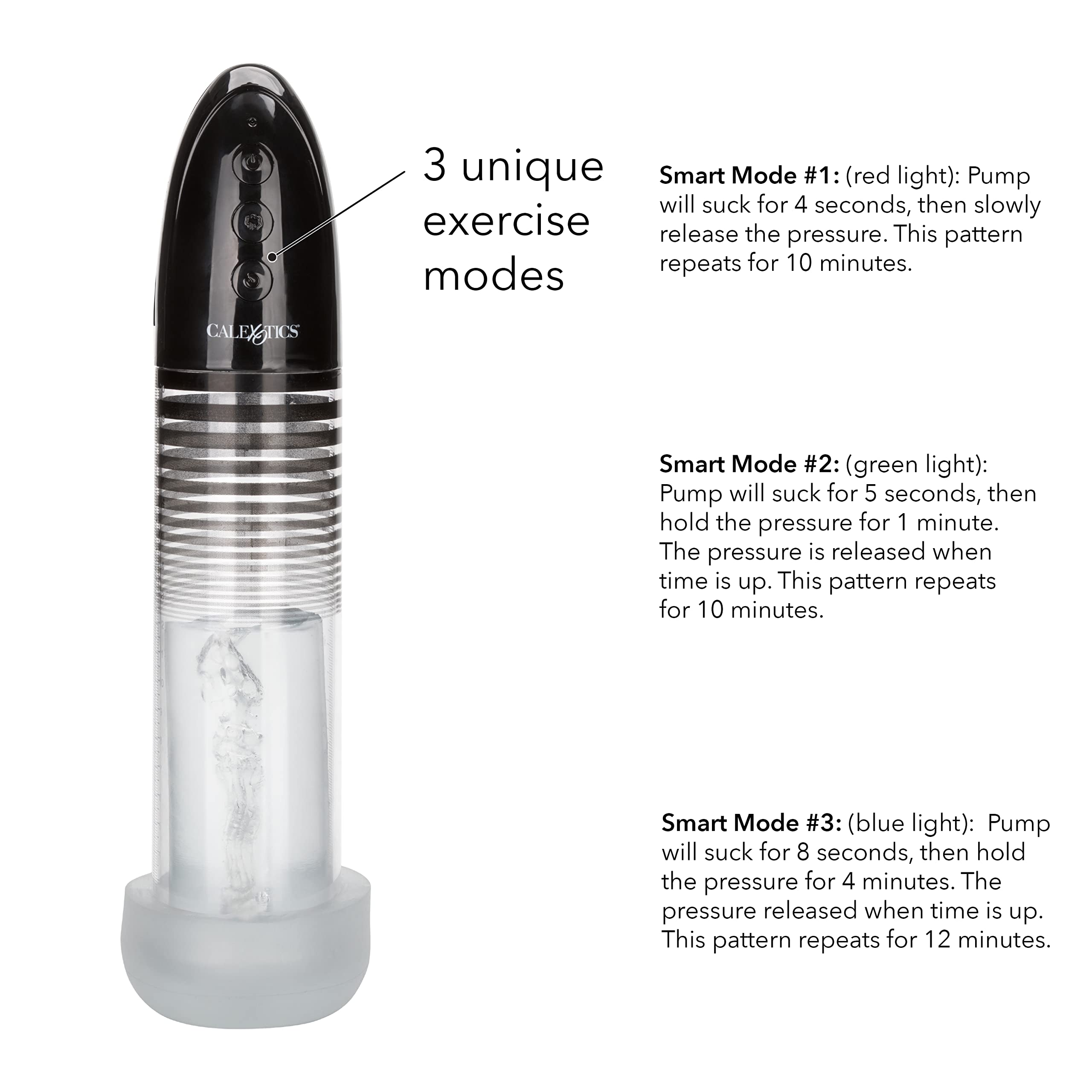 CalExotics Optimum Series Automatic Smart Pump – Male Enhancement Penis Pump with Silicone Stroker Sleeve – Adult Sex Toy for Men – Clear – Enhance Performance & Pleasure in Bedroom & Solo Play