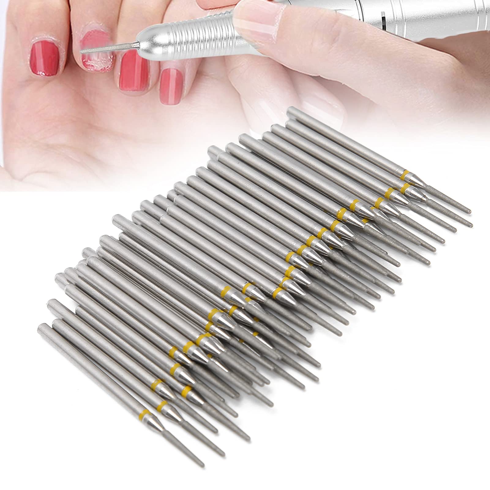 50pcs Nail Drill Bits Kit for Manicure & Acrylic Removal - Salon & Home Use