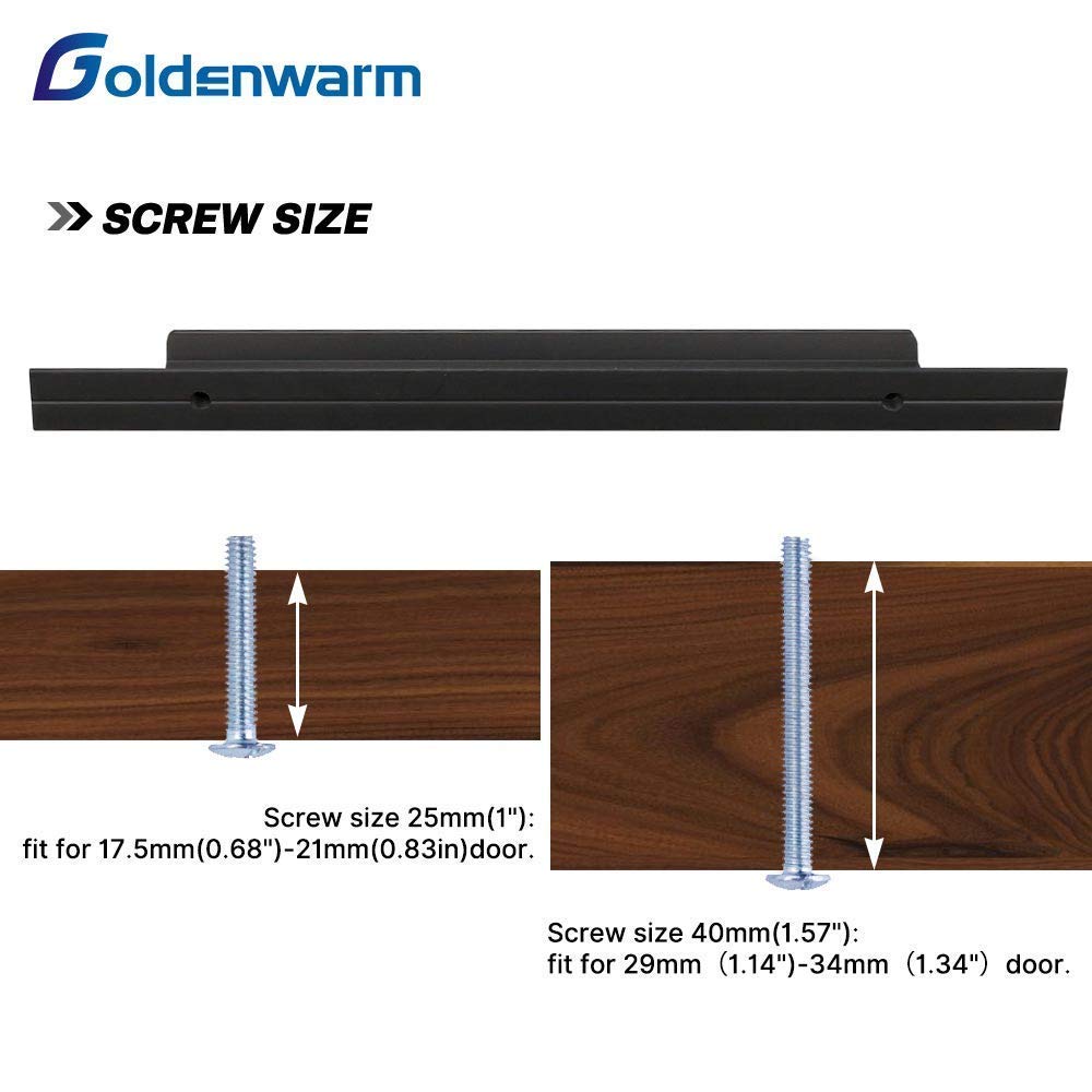GoldenWarm 5 Pack Black Cabinet Handles 3-3/4 Inch (96mm) Modern Drawer Pulls - Sleek Hardware for Kitchen Cabinets, Bathroom Vanity, Dresser & Cupboard Doors - Easy Installation & Durable Finish