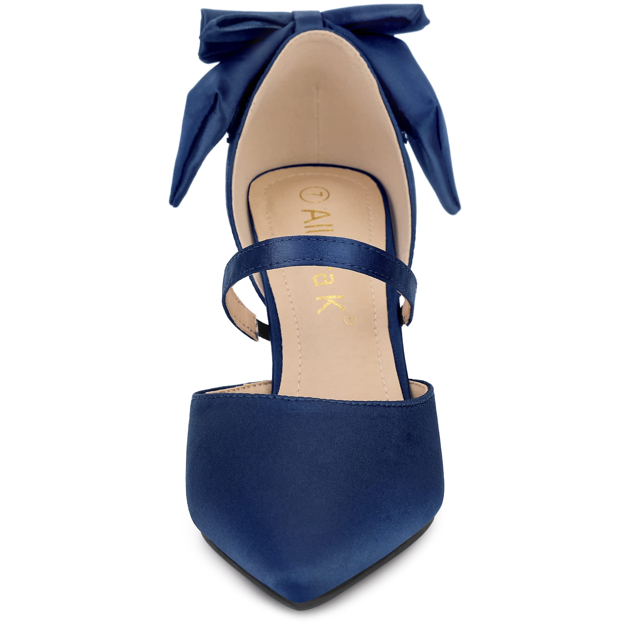 Allegra K Women's Pointed Toe Bow Satin Stiletto Heel Pumps - Elegant High Heels for Parties, Weddings & Evening Events