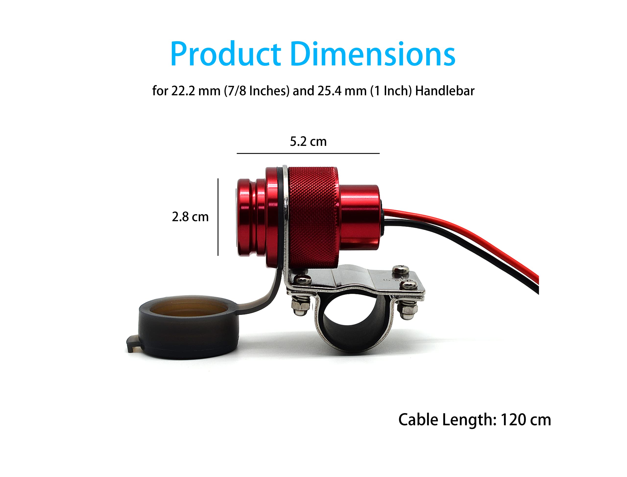 Waterproof Motorcycle USB Charger - Dual Port 4.6A 23W Aluminum Alloy - Fits 7/8