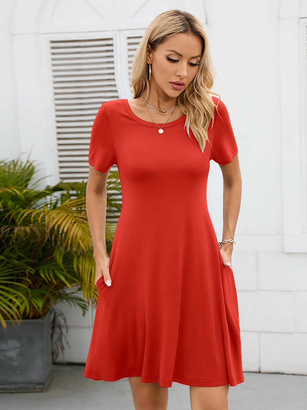 KORSIS Women's Summer Casual T-Shirt Dress - Flowy Swing Beach Sundress with Pockets | Perfect for Vacation, Outing, and Daily Wear