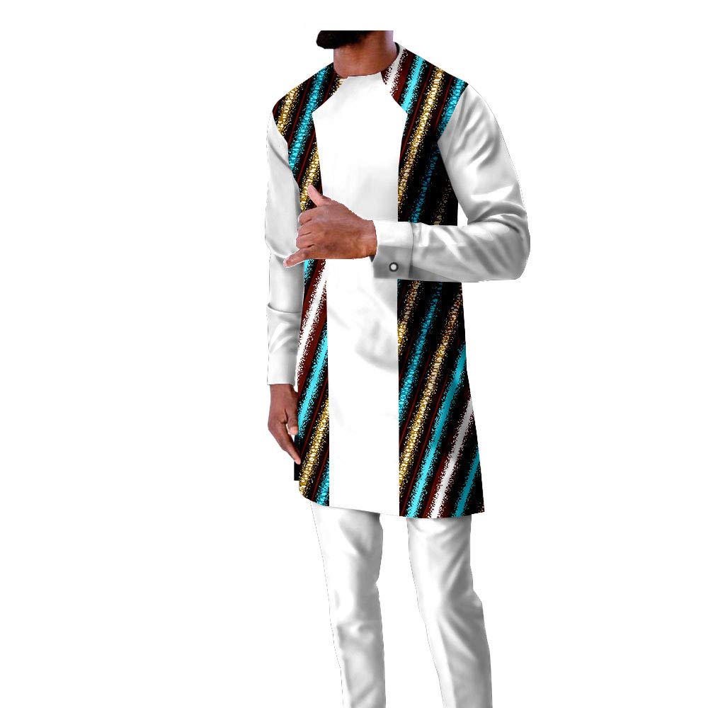 African Print Men's 2-Piece Outfit - Ankara Tribal Shirt & Pants Set | Plus Size Cotton Tracksuit for Casual Wear, Parties & Cultural Events