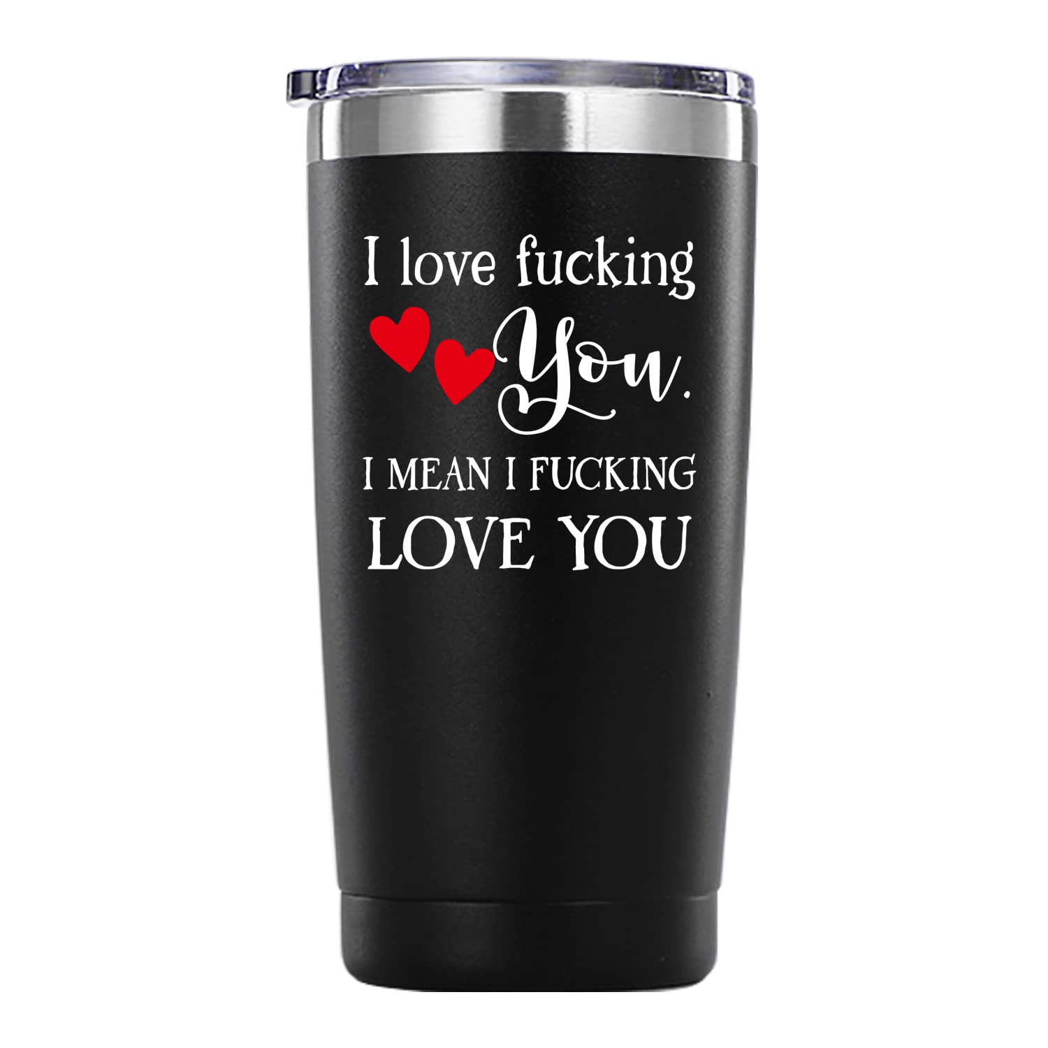 20oz Funny 'I Fucking Love You' Tumbler - Valentine's Day, Anniversary & Birthday Gift for Men, Women, Husband, Wife, Boyfriend or Girlfriend - Perfect for Coffee, Tea & Daily Use (Black)