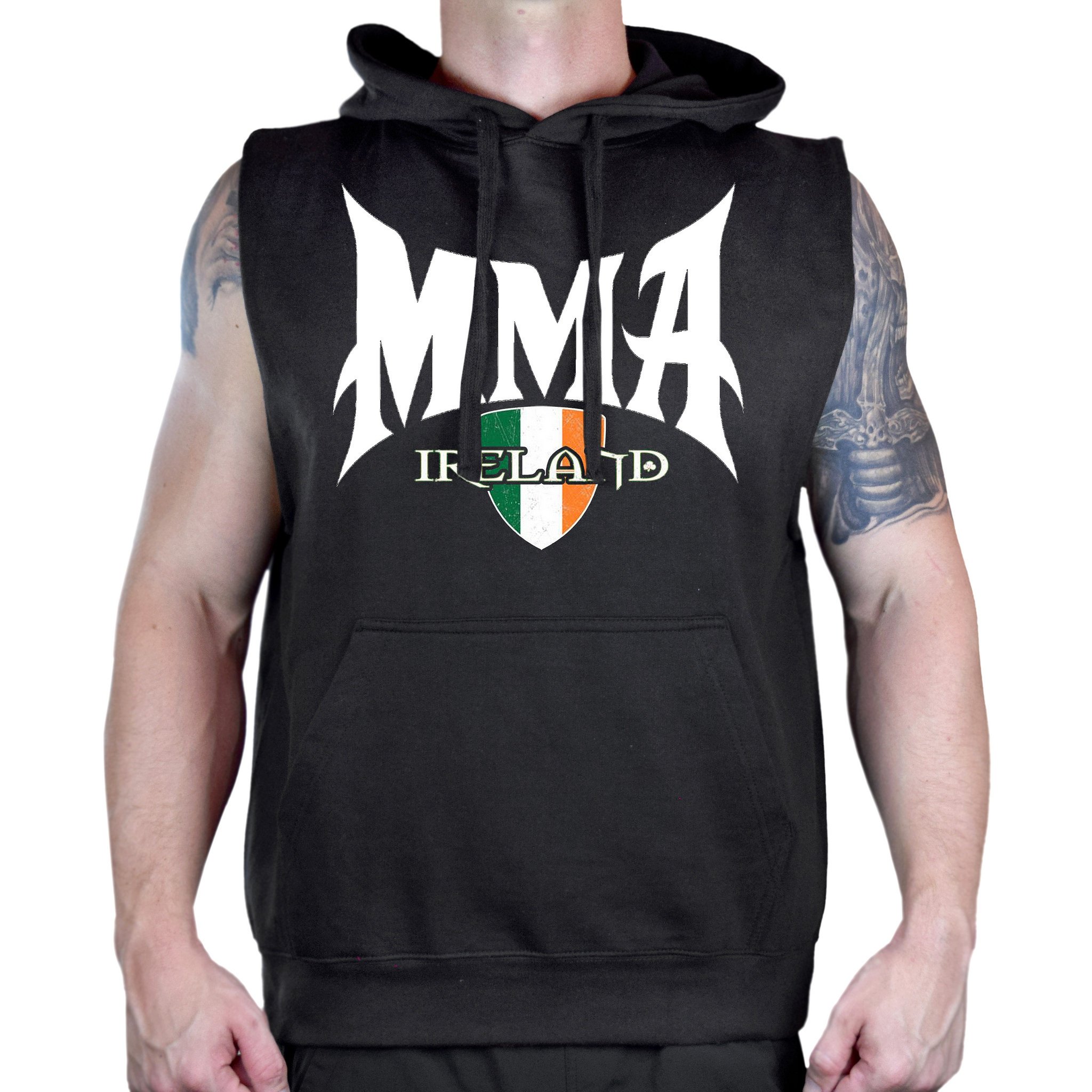 Interstate Apparel Men's MMA Ireland Sleeveless Hoodie Vest - Lightweight Workout Top for MMA Training, Gym & Streetwear