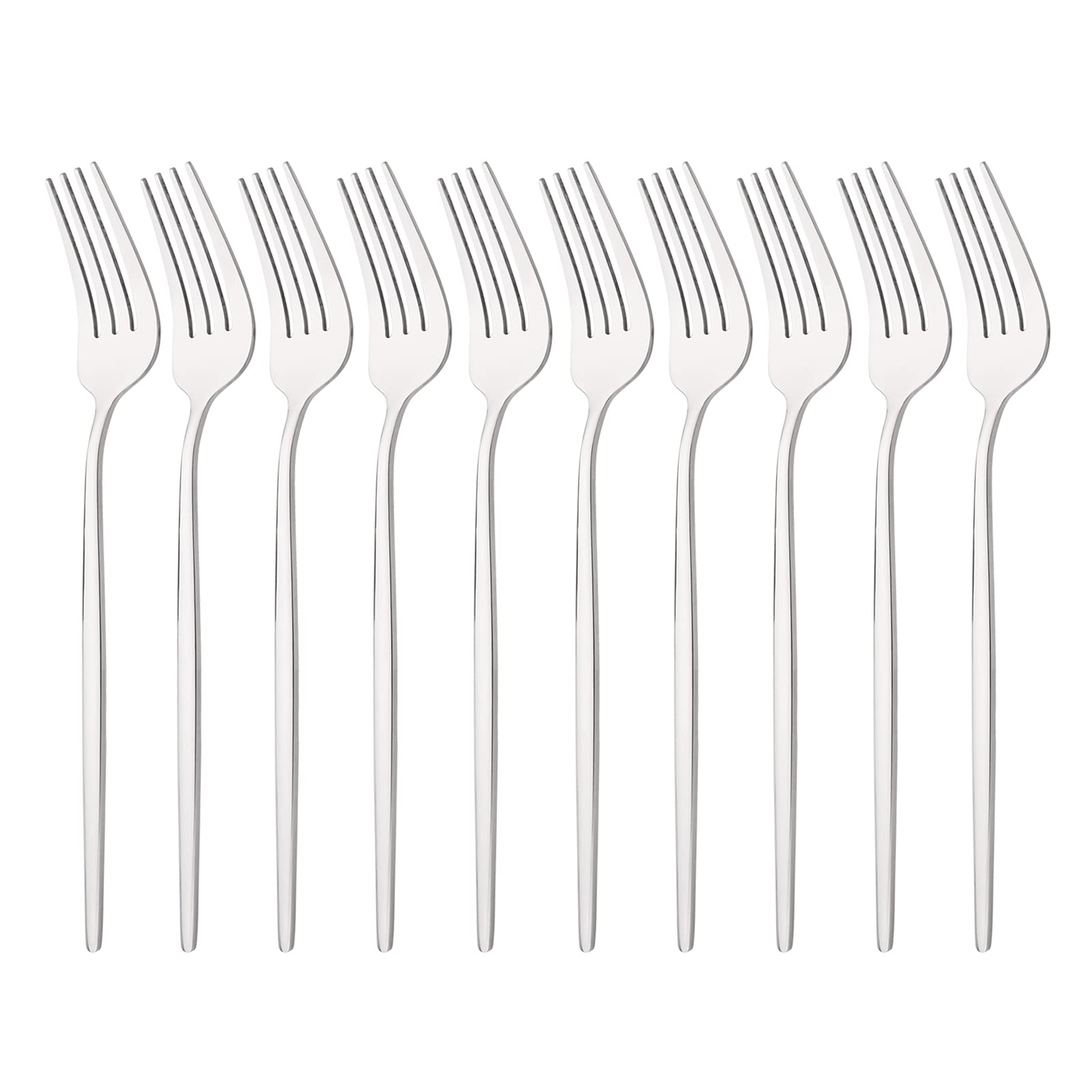 Premium 10-Piece Stainless Steel Dinner Forks Set - Food Grade 18/8 Silverware, Mirror Polished 8.5