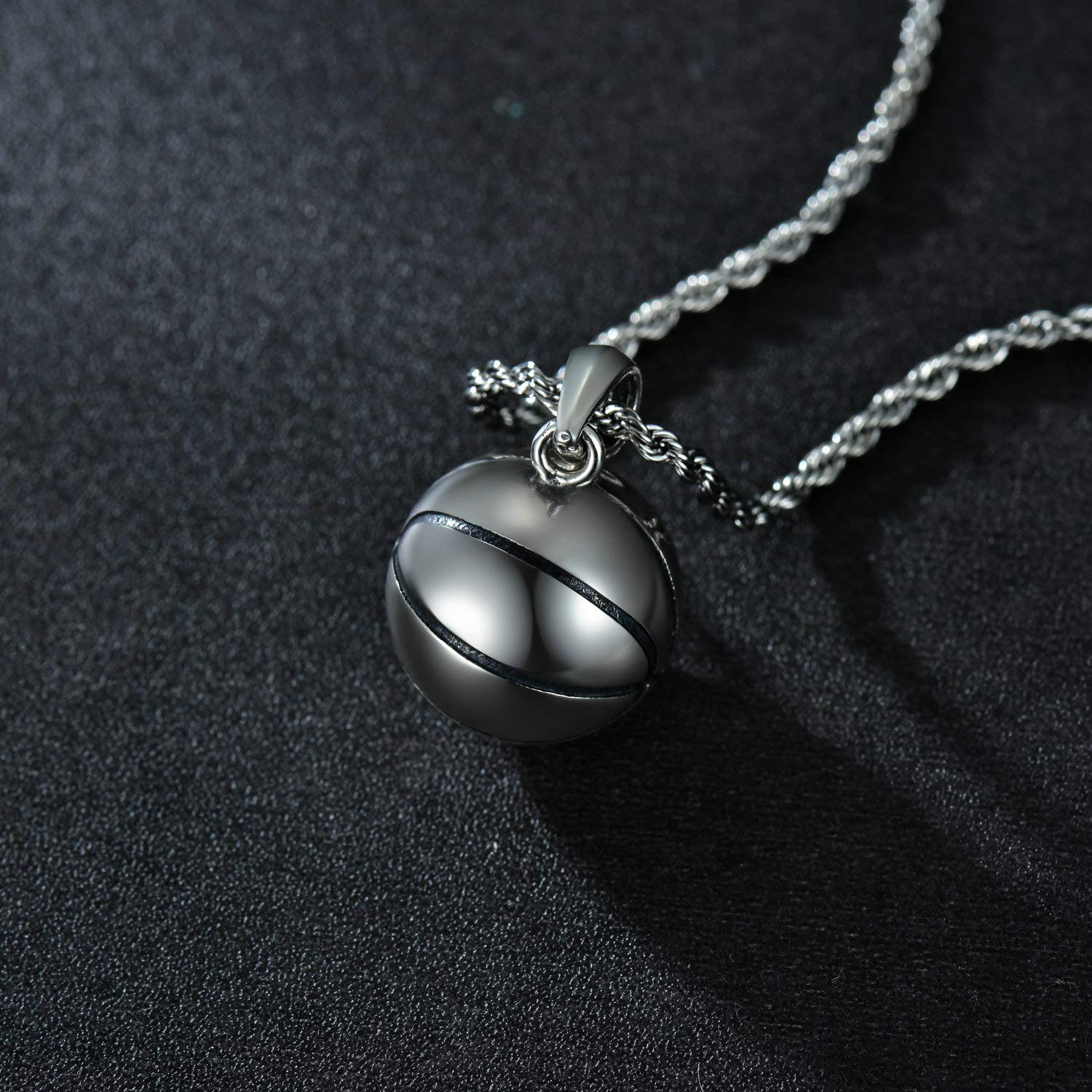 925 Sterling Silver Basketball Necklace for Men - Matte Finish Sports Pendant with 2.5mm 22