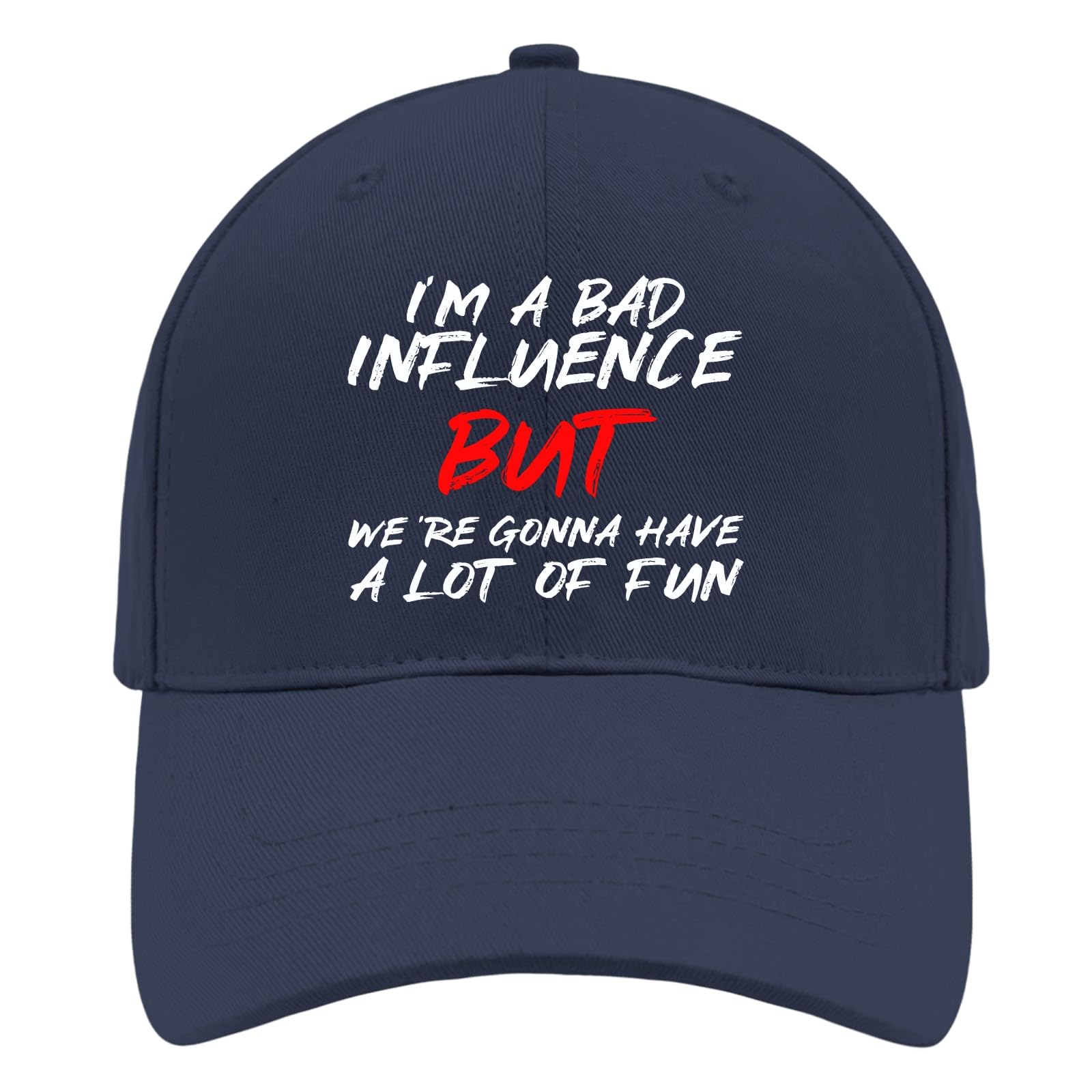 Funny Sarcastic Baseball Hat for Women & Men - Lightweight Fitted Cap for Running, Golf & Sun Protection - Bad Influence But Damn Fun Hat for Sports & Outdoor Activities