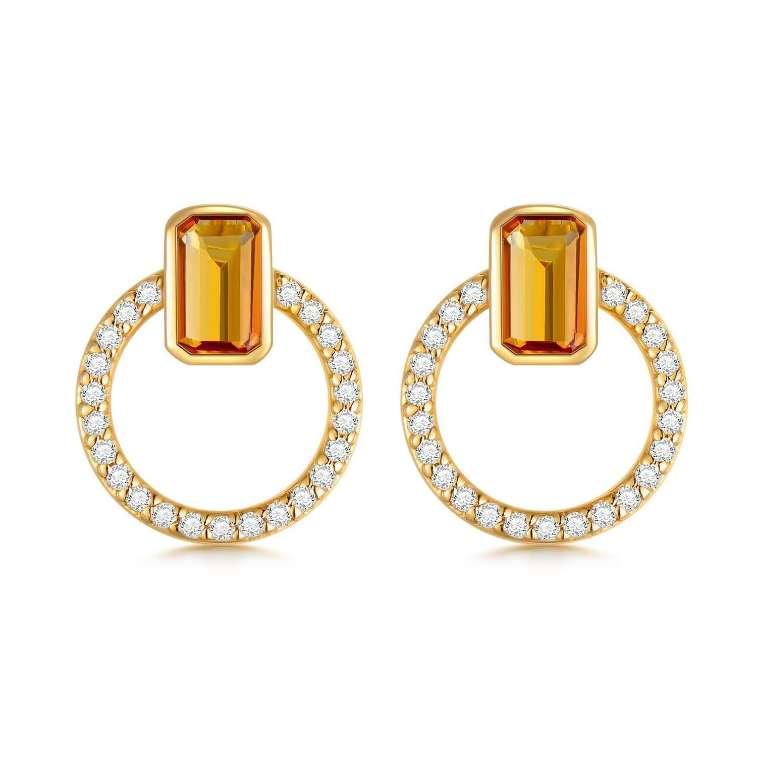 14K Gold Moissanite Stud Earrings for Women - Hypoallergenic Circle Earrings with Cubic Zirconia CZ - 14K Real Gold Jewelry for Everyday Wear & Special Occasions