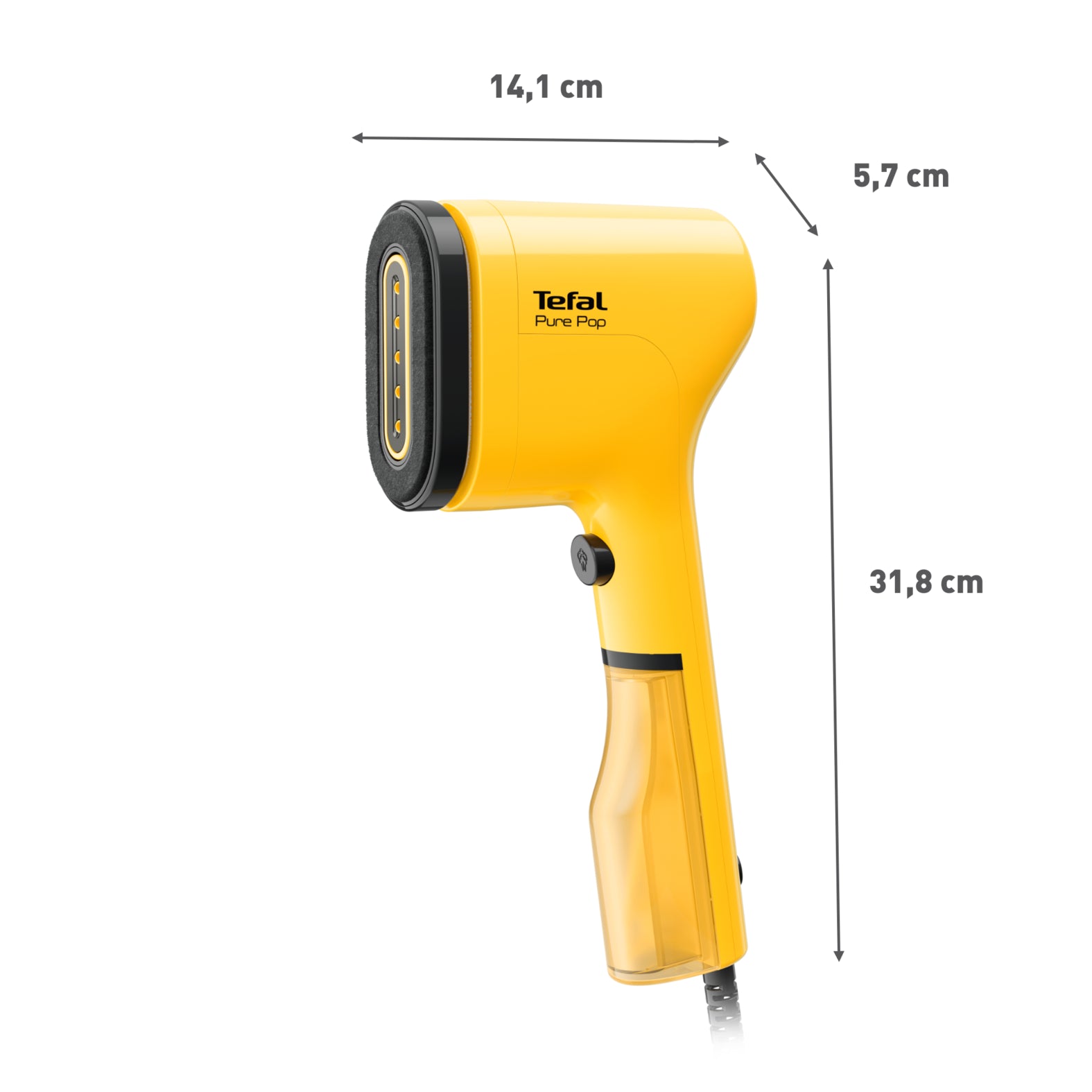 Tefal DT2026 Pure Pop Handheld Garment Steamer - Portable Travel Clothes Steamer for Wrinkles, Sunshine Yellow | Perfect for Home, Travel & Quick Outfit Refresh