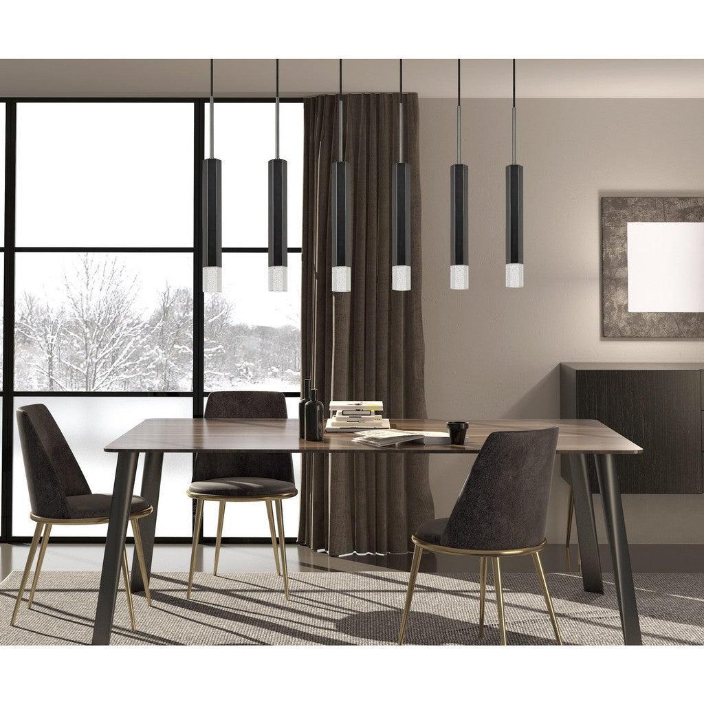 Cal Lighting Troy 6-Light Dimmable LED Hexagon Pendant - Aluminum Cast with Glass Diffuser for Kitchen Island, Dining Room & Modern Home Decor