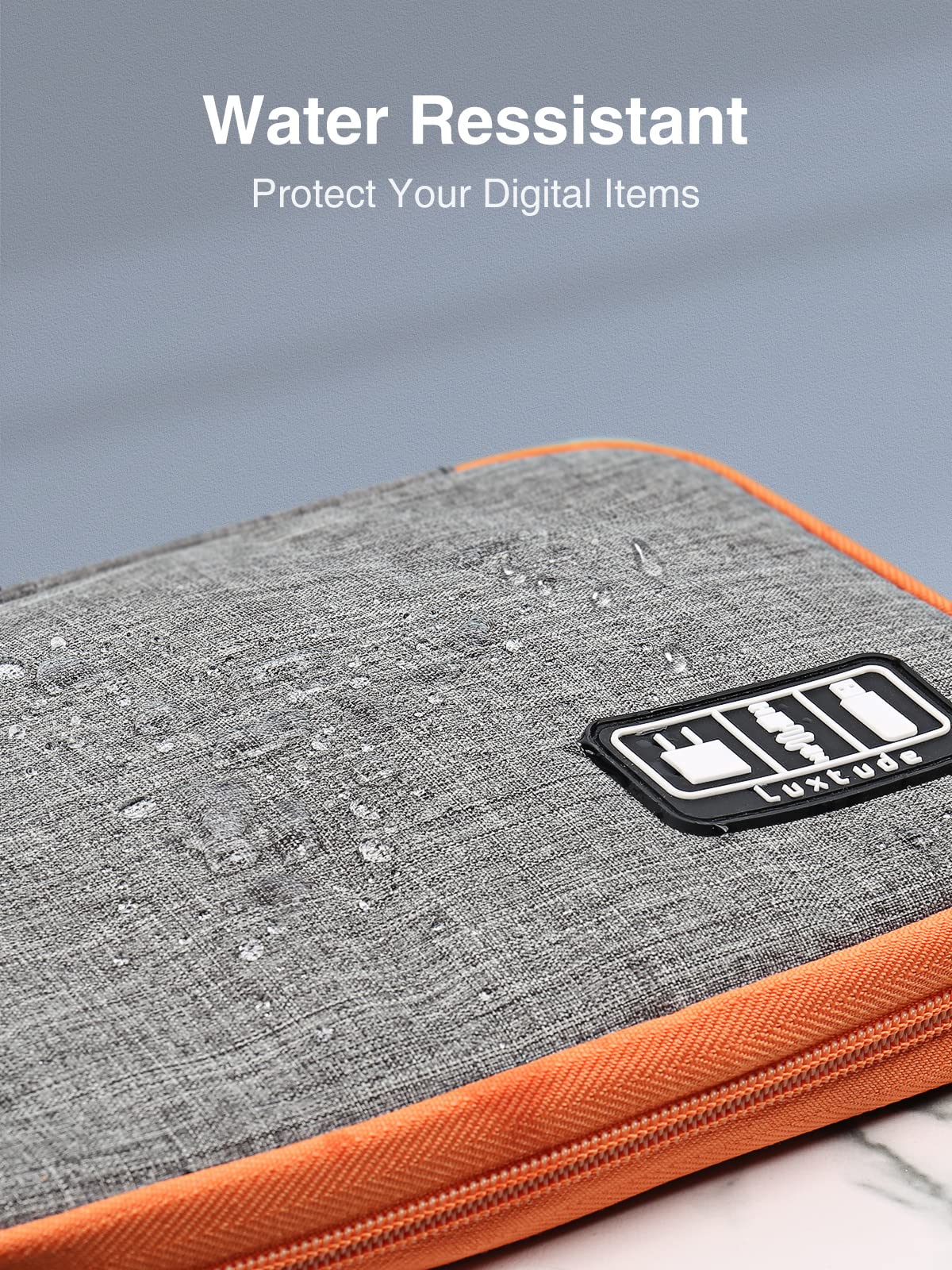 Luxtude Large Electronics Organizer - 11 Inch Travel Cable Organizer Pouch for Chargers & Cords (Grey, Small) | Perfect for Travel, Office & Home Organization