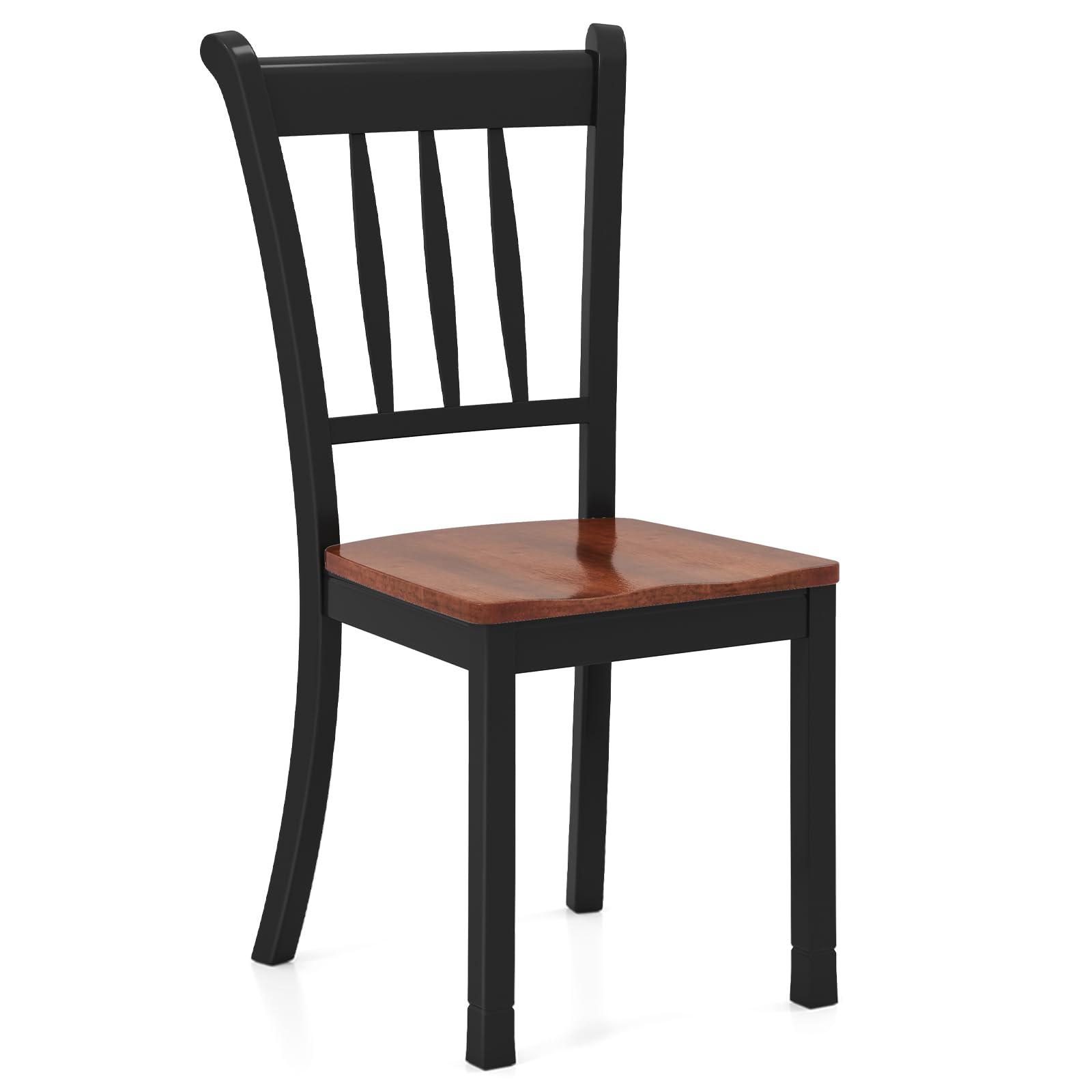 Solid Wood Dining Chairs Set of 2 - Modern Farmhouse Kitchen Chairs with Curved Slat Back, Sturdy Wooden Dining Room Chairs for Kitchen & Breakfast Nook (Black) - Perfect for Small Spaces & Cozy Dining Areas