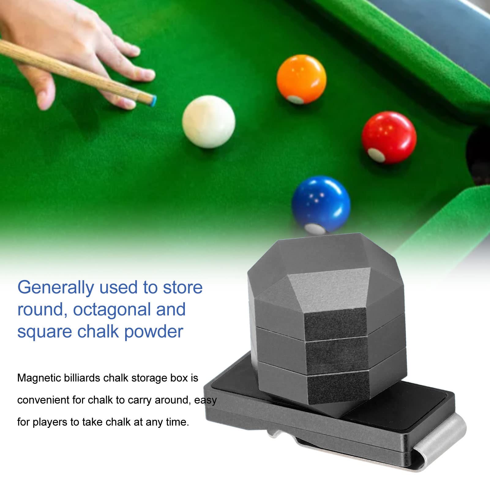 Premium 3-Layer Aluminum Billiard Chalk Holder - Non-Slip Octagon Pool Cue Chalk Box for Professional & Home Use - Perfect for Pool Tables, Game Rooms & Bars