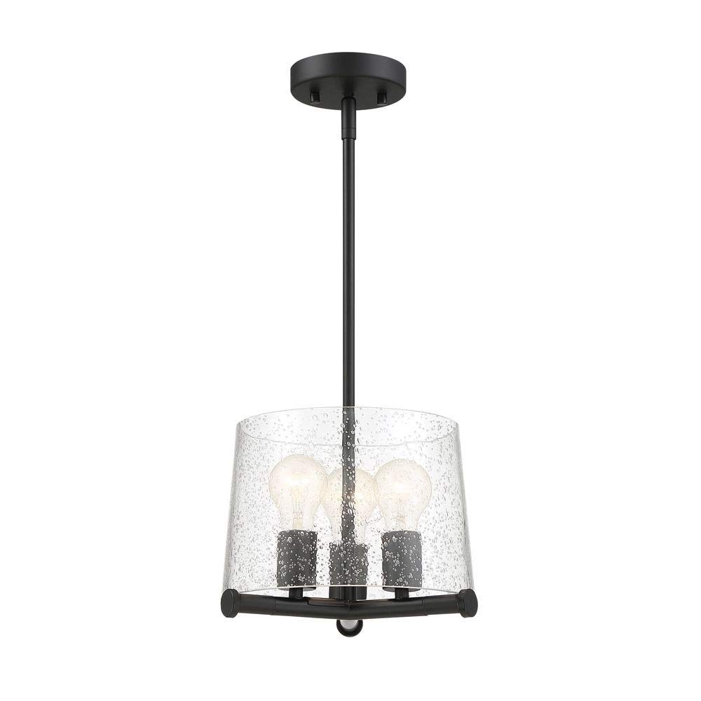 Designers Fountain 95831-MB Matteson 3-Light Pendant Light Fixture - Matte Black Finish with Clear Seedy Glass Shades - Perfect for Kitchen Island, Dining Room, or Entryway Lighting