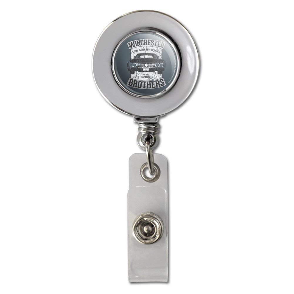 Supernatural Brother's Impala Retractable Reel Chrome Badge ID Card Holder Clip - Secure & Stylish for Work, Events, and Conventions