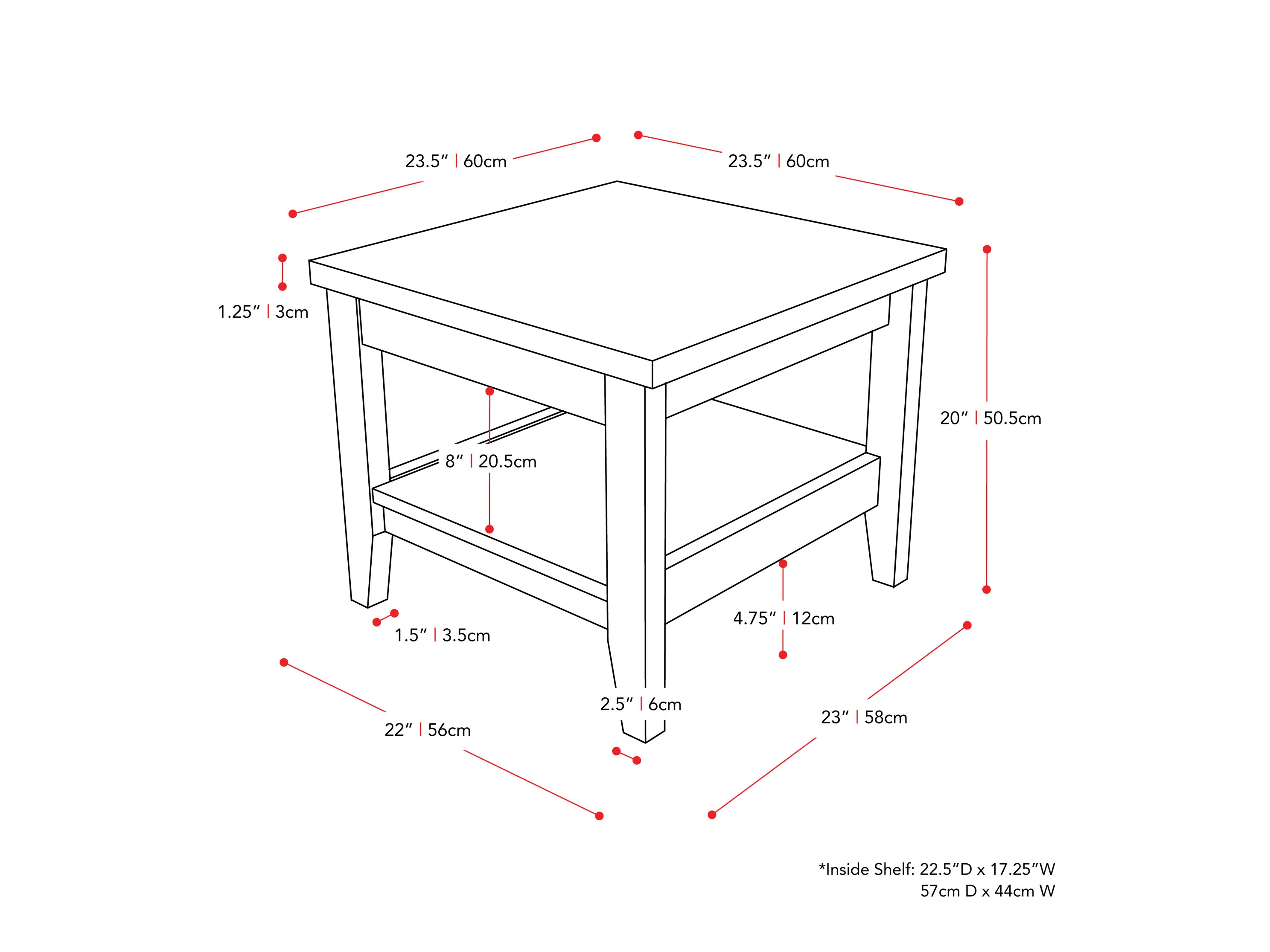 Modern Square Side Table - Small Accent End Table for Living Room, Bedroom, or Office - Perfect for Holding Lamps, Books, and Decor