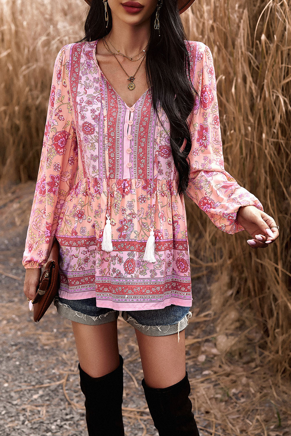 Elegant Tassel Tie Long Sleeve Peplum Blouse for Women - Office Wear, Party Outfit & Casual Chic Fashion