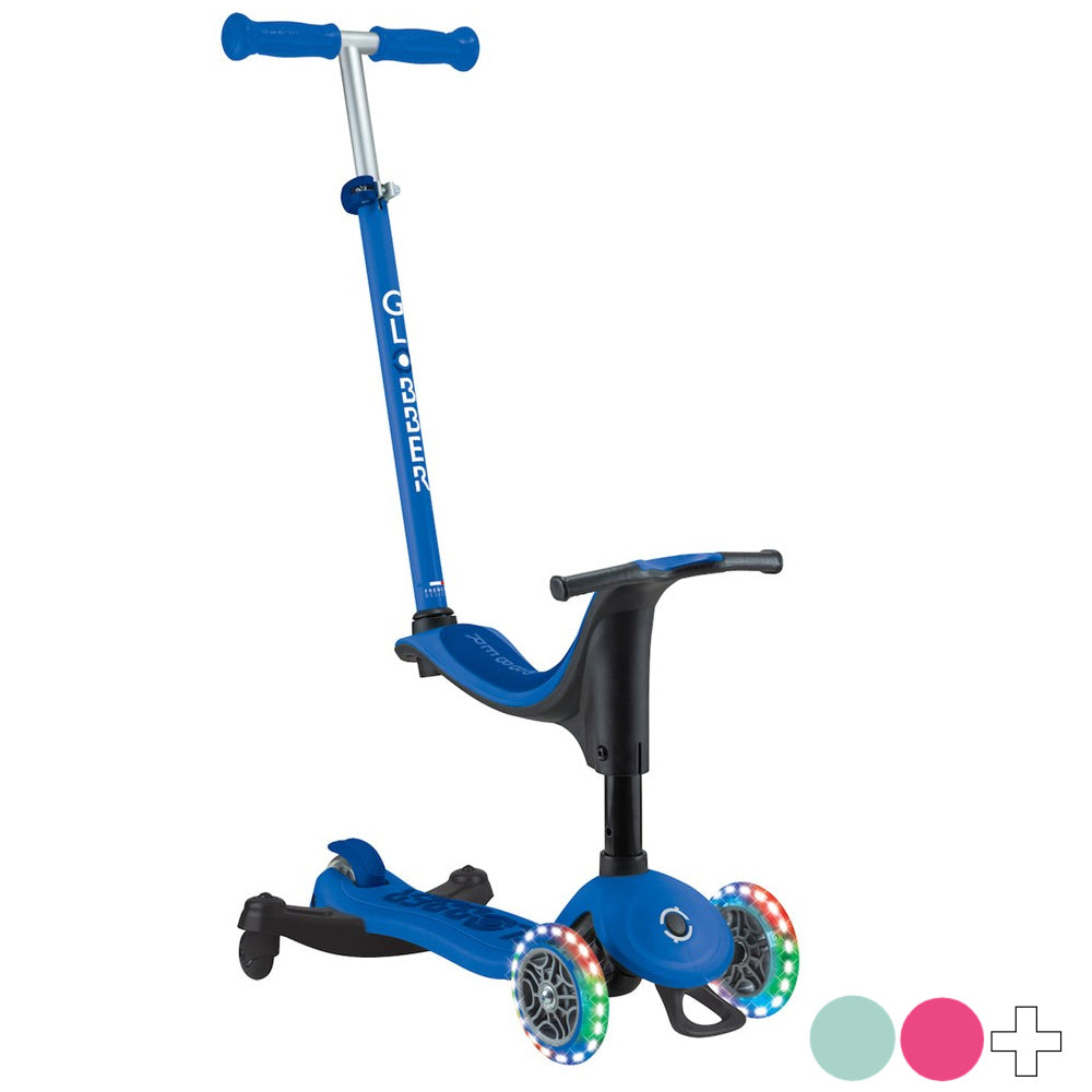 Globber Go Up Sporty Lights 360 Scooter for Kids - LED Light Up Wheels, Adjustable Handlebar, Foldable Design - Perfect for Outdoor Play, Commuting & Neighborhood Rides