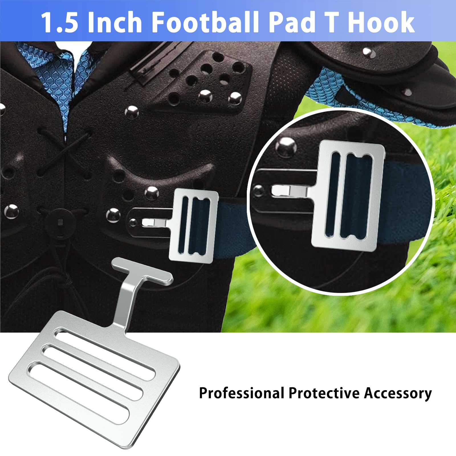 Football Shoulder Pad T Hook - Silver | Durable & Adjustable for Youth & Adult Players | Perfect for Training, Games & Sports Safety