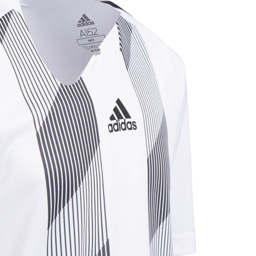 Adidas Youth Striped Soccer Jersey 19 - White & Black - Breathable Performance Shirt for Kids & Teens - Perfect for Training, Matches & Fan Wear